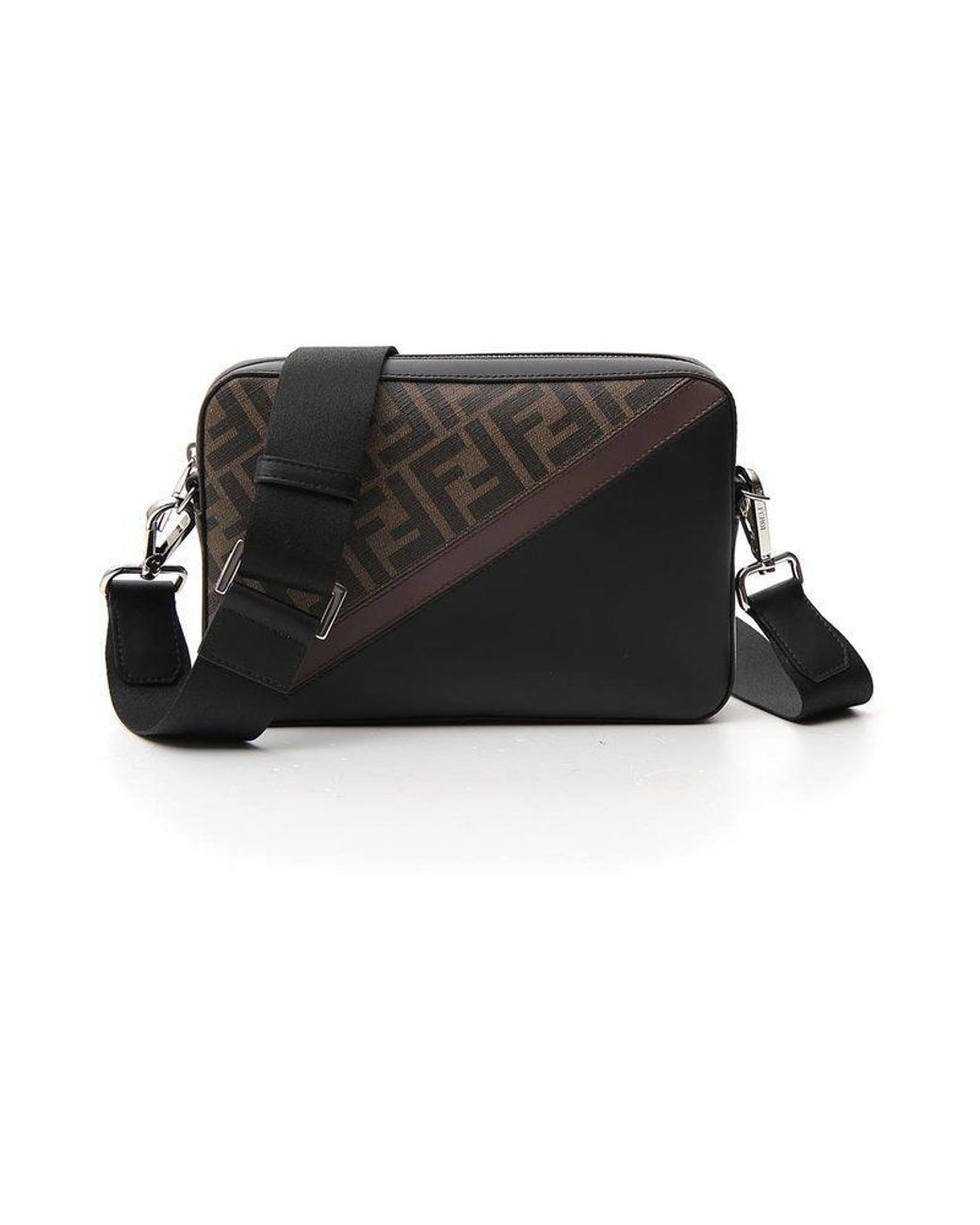 Fendi Ff Monogram Diagonal Crossbody Bag in Black for Men | Lyst Canada