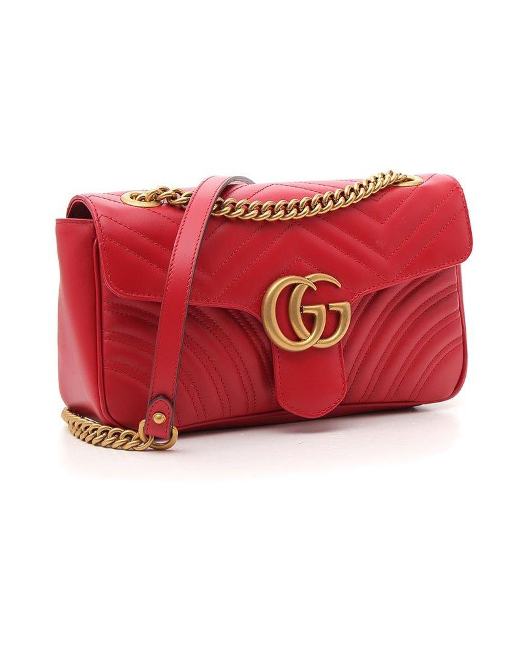 Gucci GG Marmont Small Matelassé Shoulder Bag in Red | Lyst
