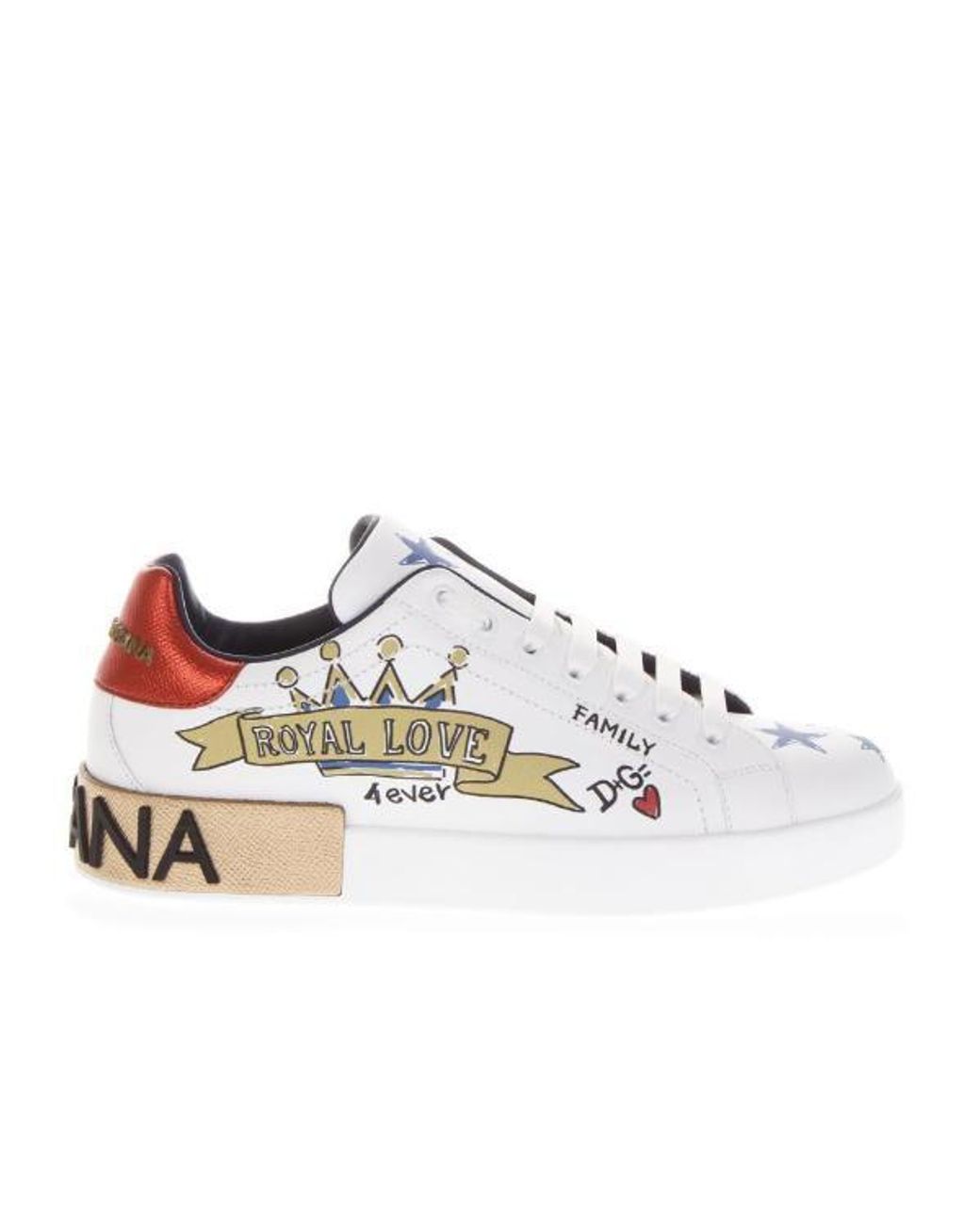 Dolce & Gabbana Royal Love Print Sneakers in White | Lyst