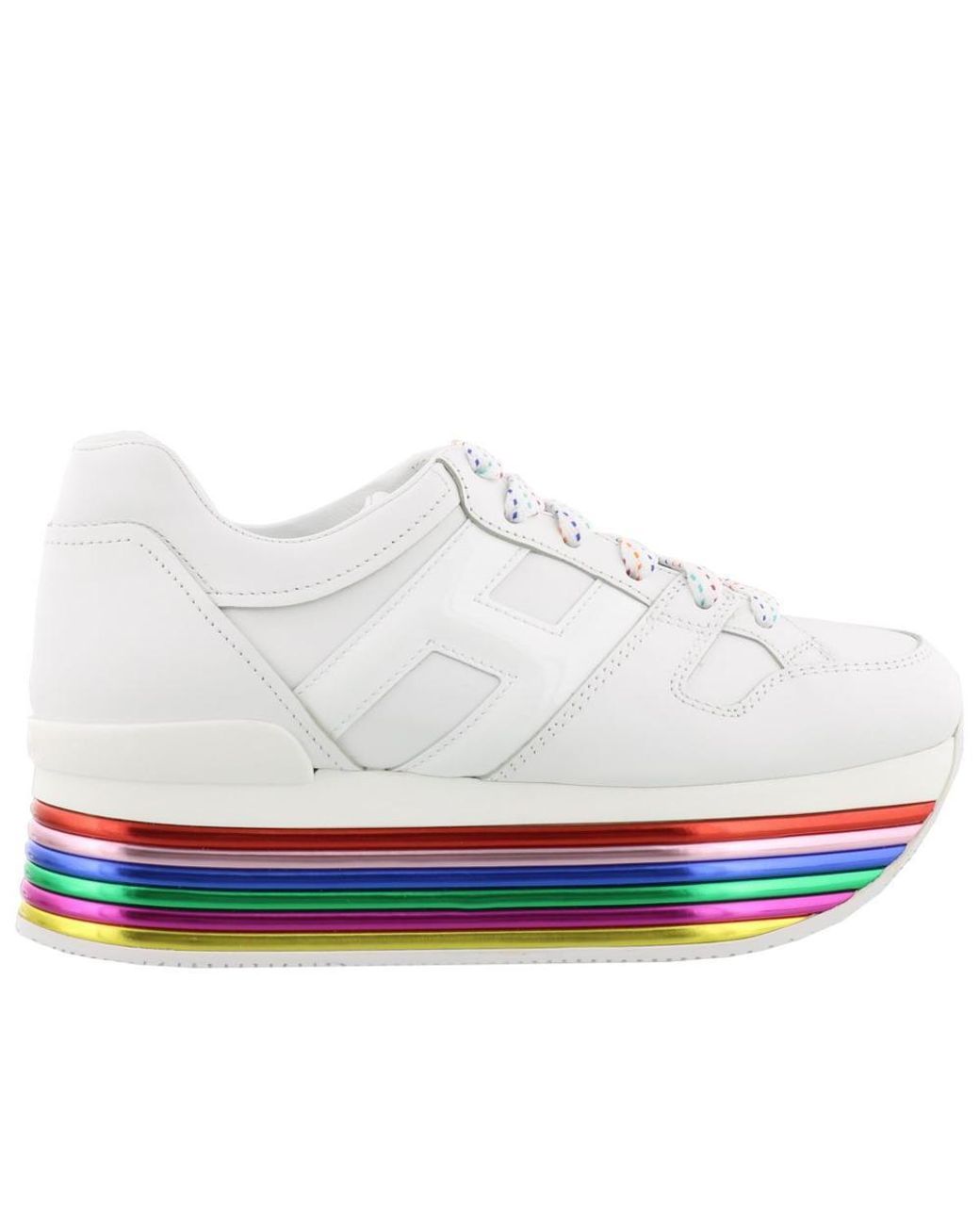 Hogan Rainbow Platform Sneakers in White | Lyst