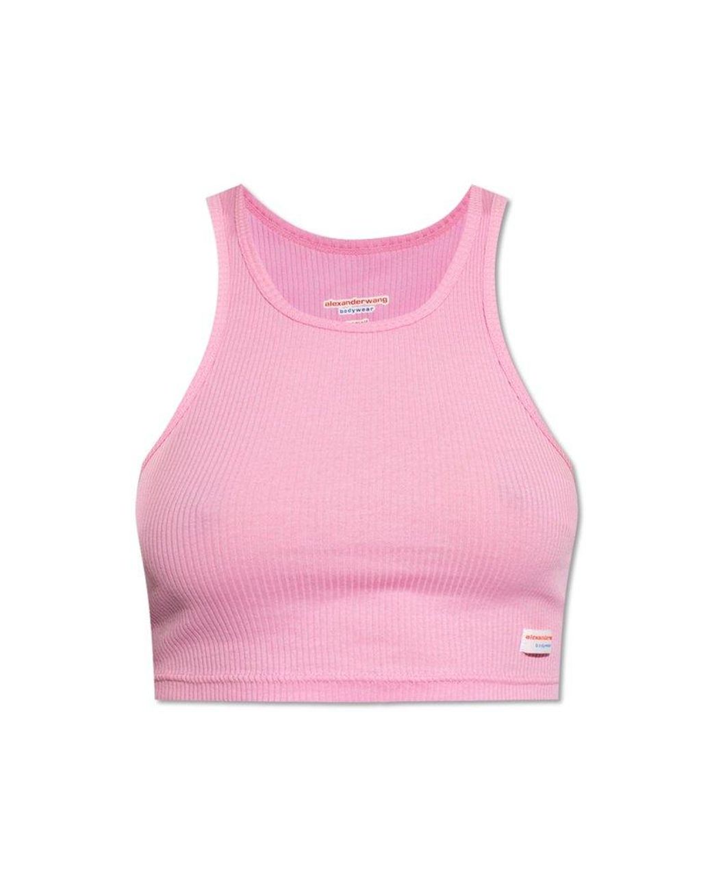 Alexander Wang Cropped Top With Logo, in Pink