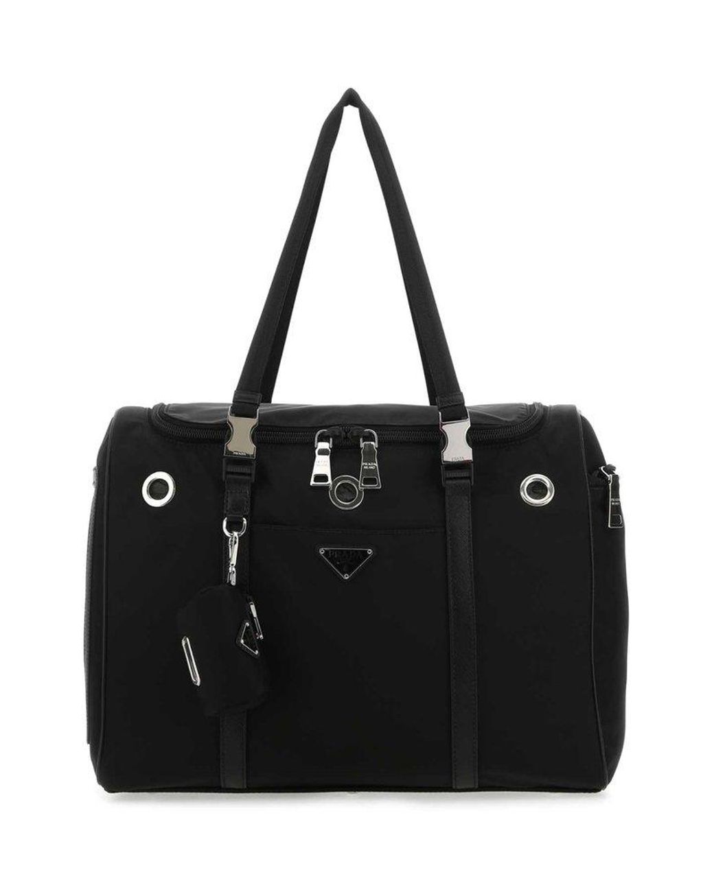 Prada Logo Plaque Zipped Pet Bag in Black Lyst
