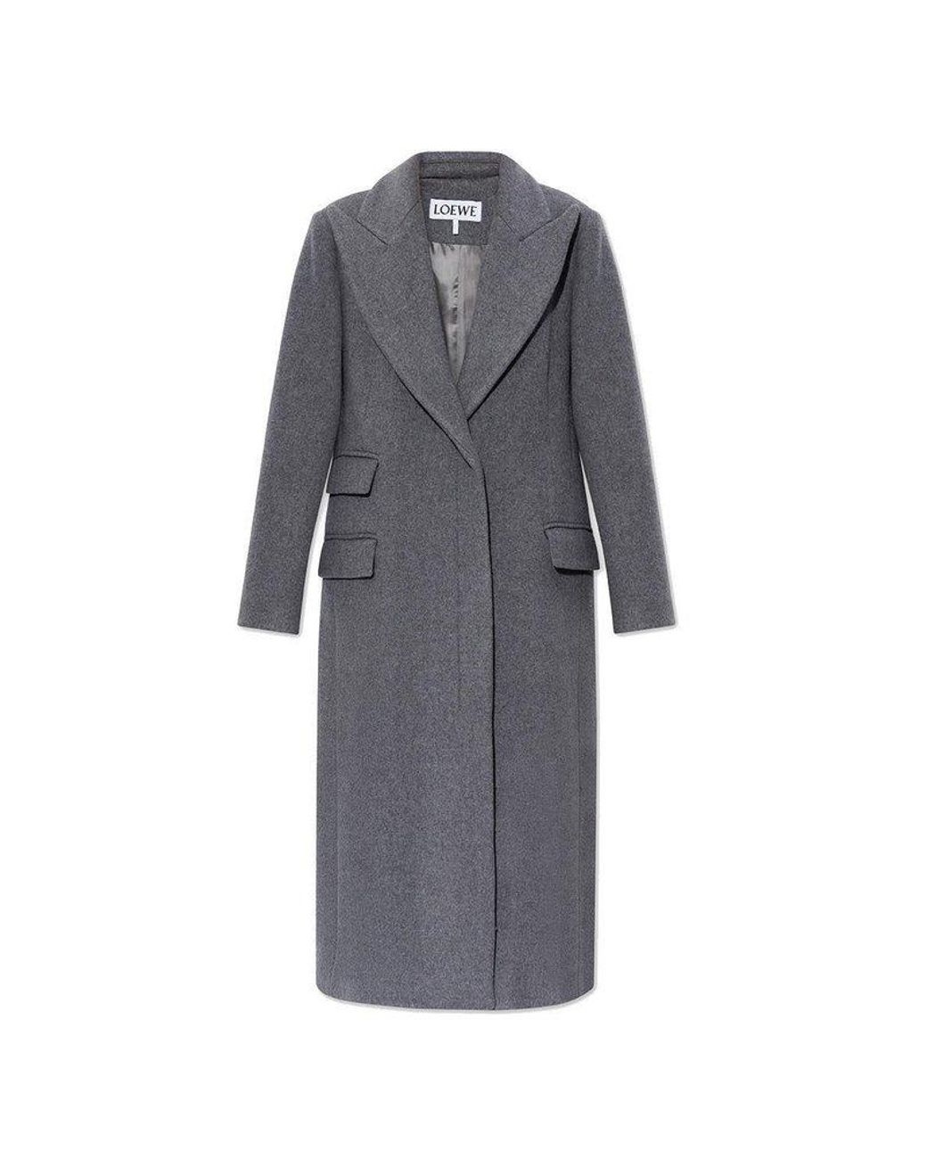 Loewe Long Wool Coat in Gray | Lyst