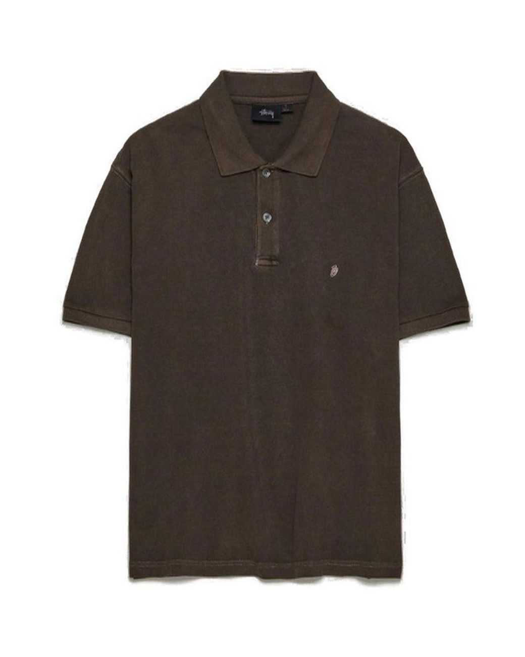 トップス STUSSY 24SS PIGMENT DYED PIQUE POLO Stüssy Black Pigment-Dyed Polo Stussy