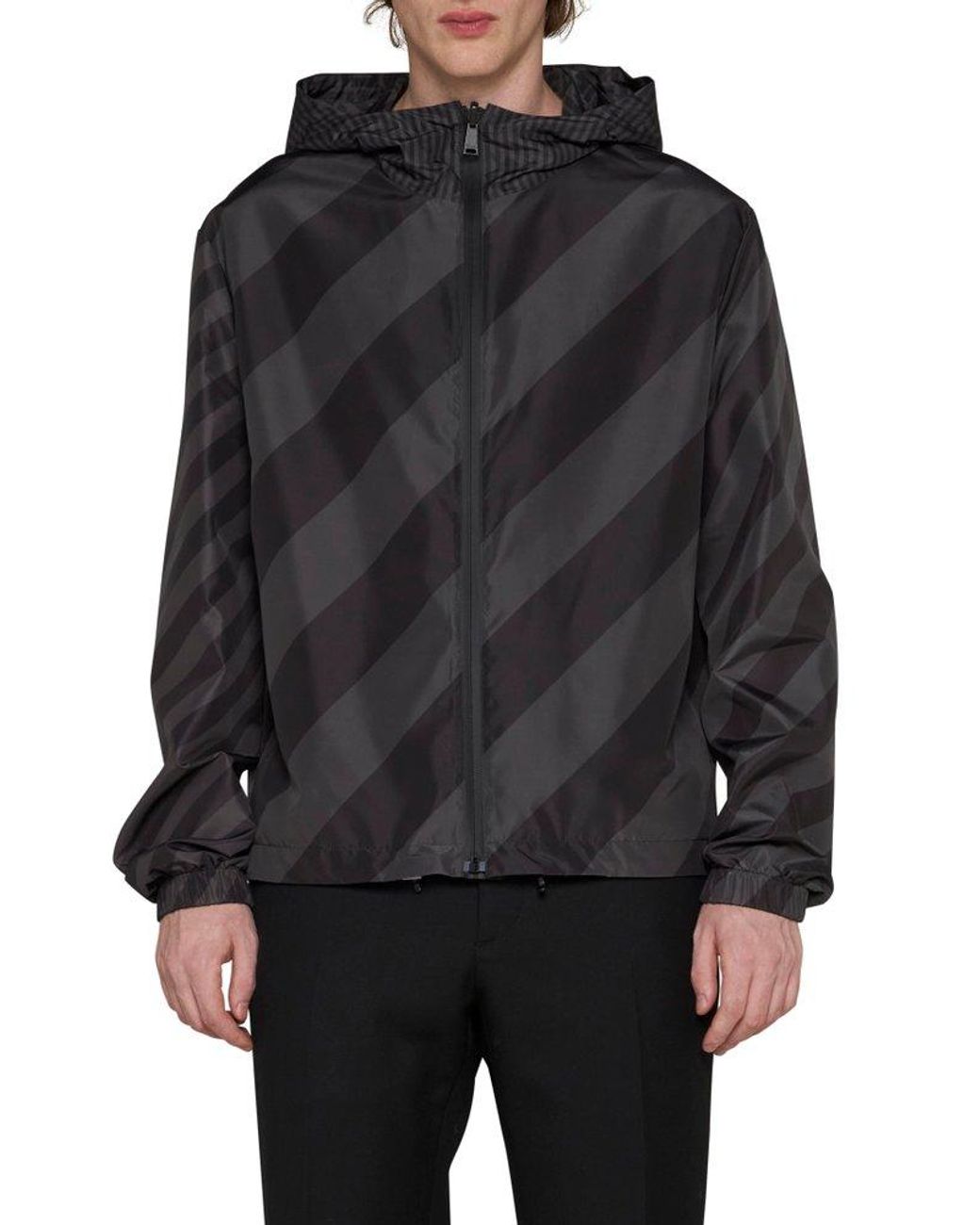 Fendi Reversible Windbreaker Jacket in Black for Men | Lyst