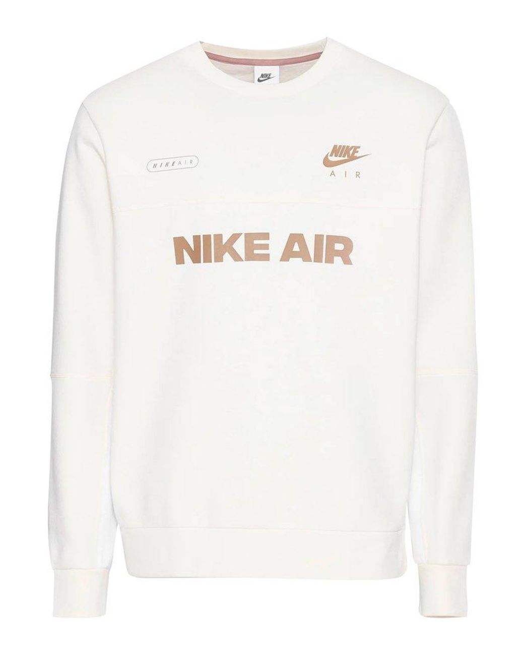 Nike Air Brushed-back Fleece Crewneck Sweatshirt in White for Men | Lyst  Australia