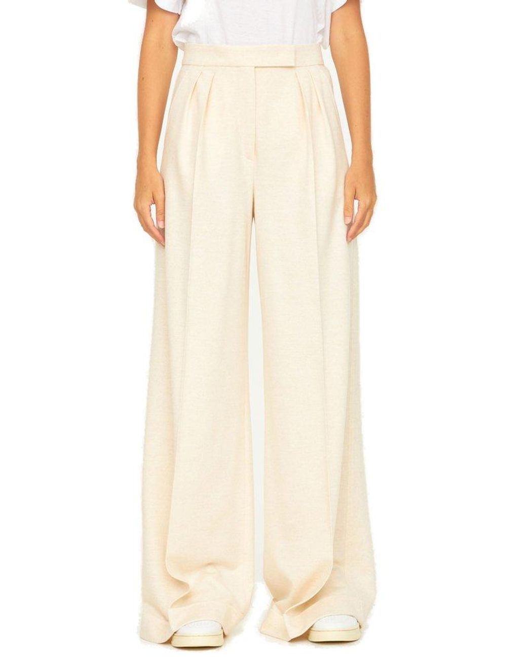 Slacks and Chinos Straight-leg trousers Womens Clothing Trousers Max Mara Cotton Pants in White 
