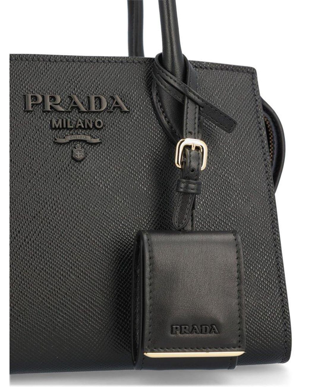 Prada Monochrome Saffiano Leather Bag in Black