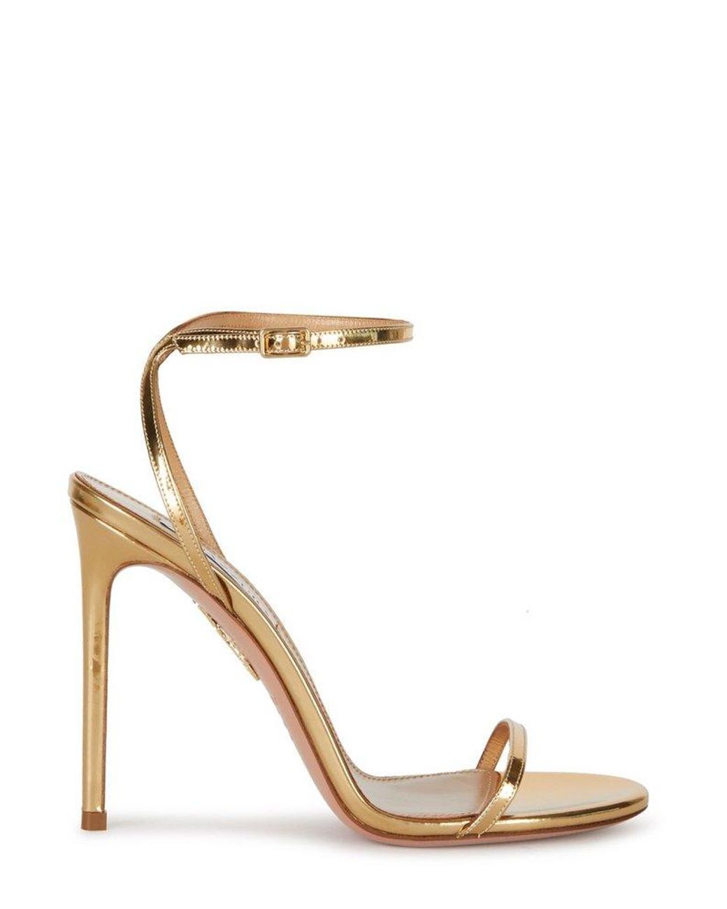 Aquazzura Leather Olie Strappy Heeled Sandals in Gold (Metallic) Lyst