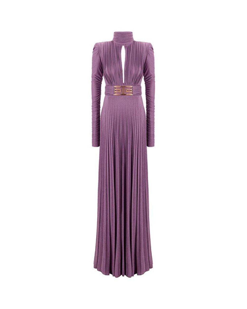 Elisabetta Franchi Pleated Cut-out Lurex Maxi Dress in