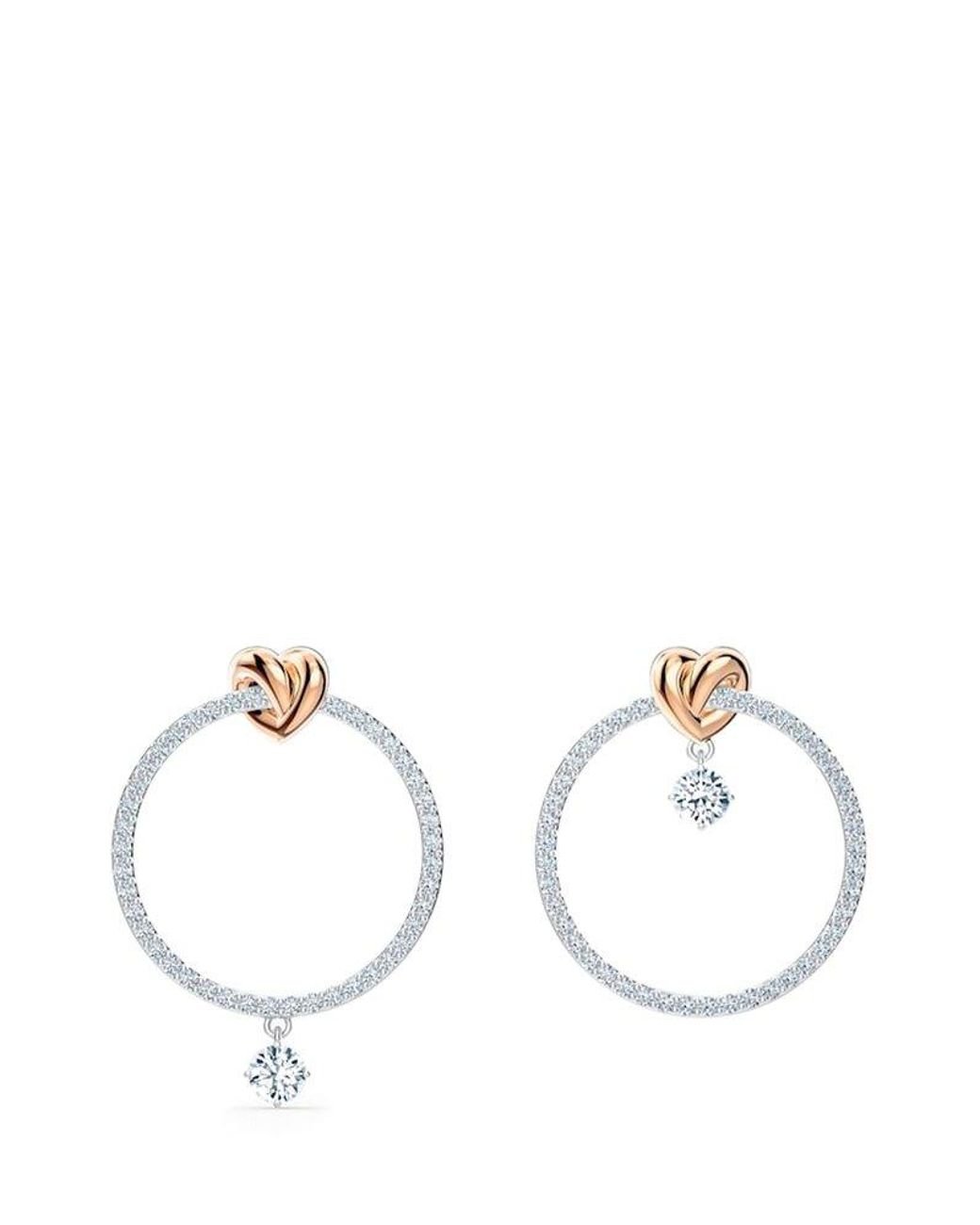 Swarovski Lifelong Heart Hoop Pierced Earrings in White | Lyst