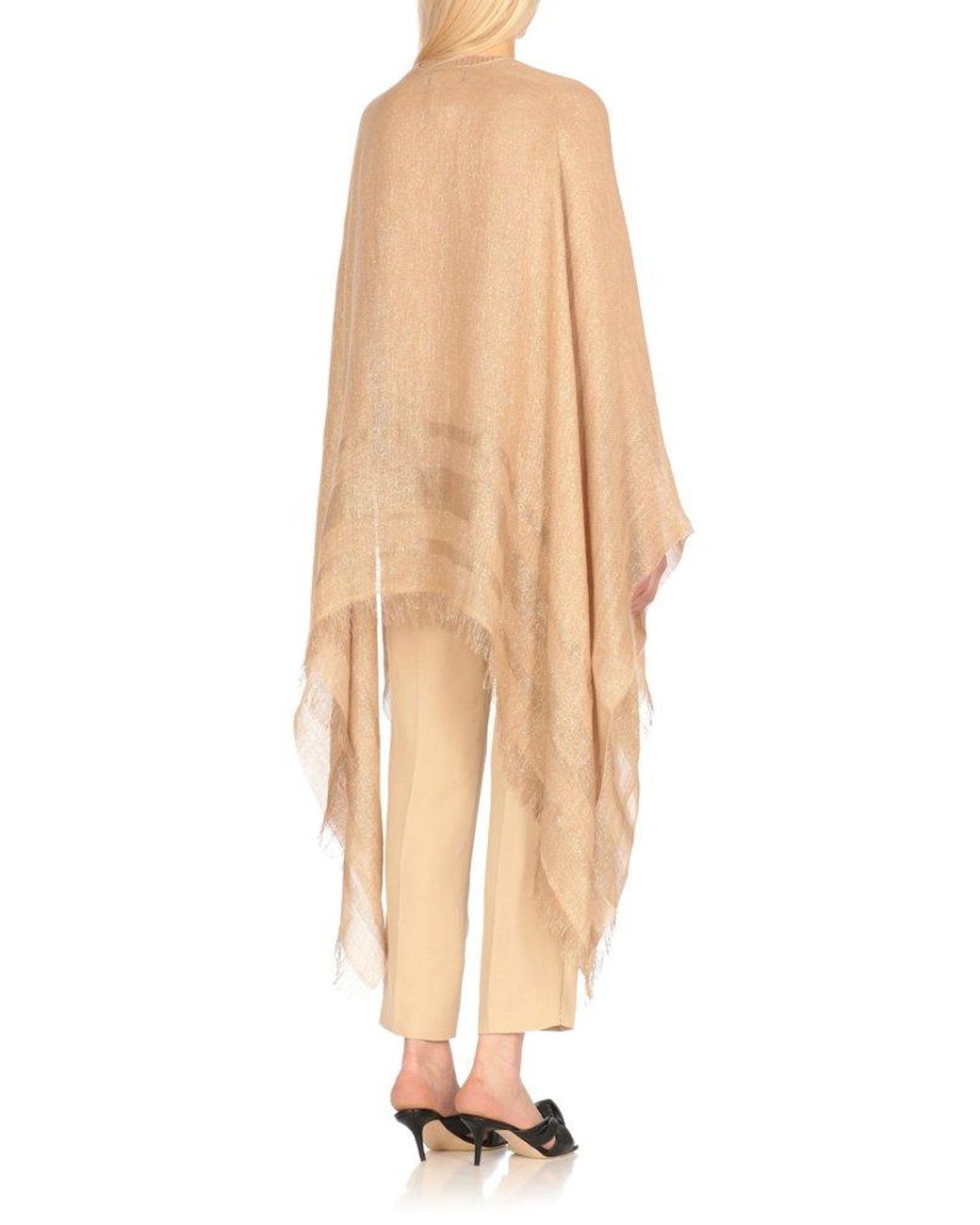 スカーフ FABIANA FILIPPI Wool fringed cape Fabiana Filippi Wool Fringed Cape In Brown - 56% Off
