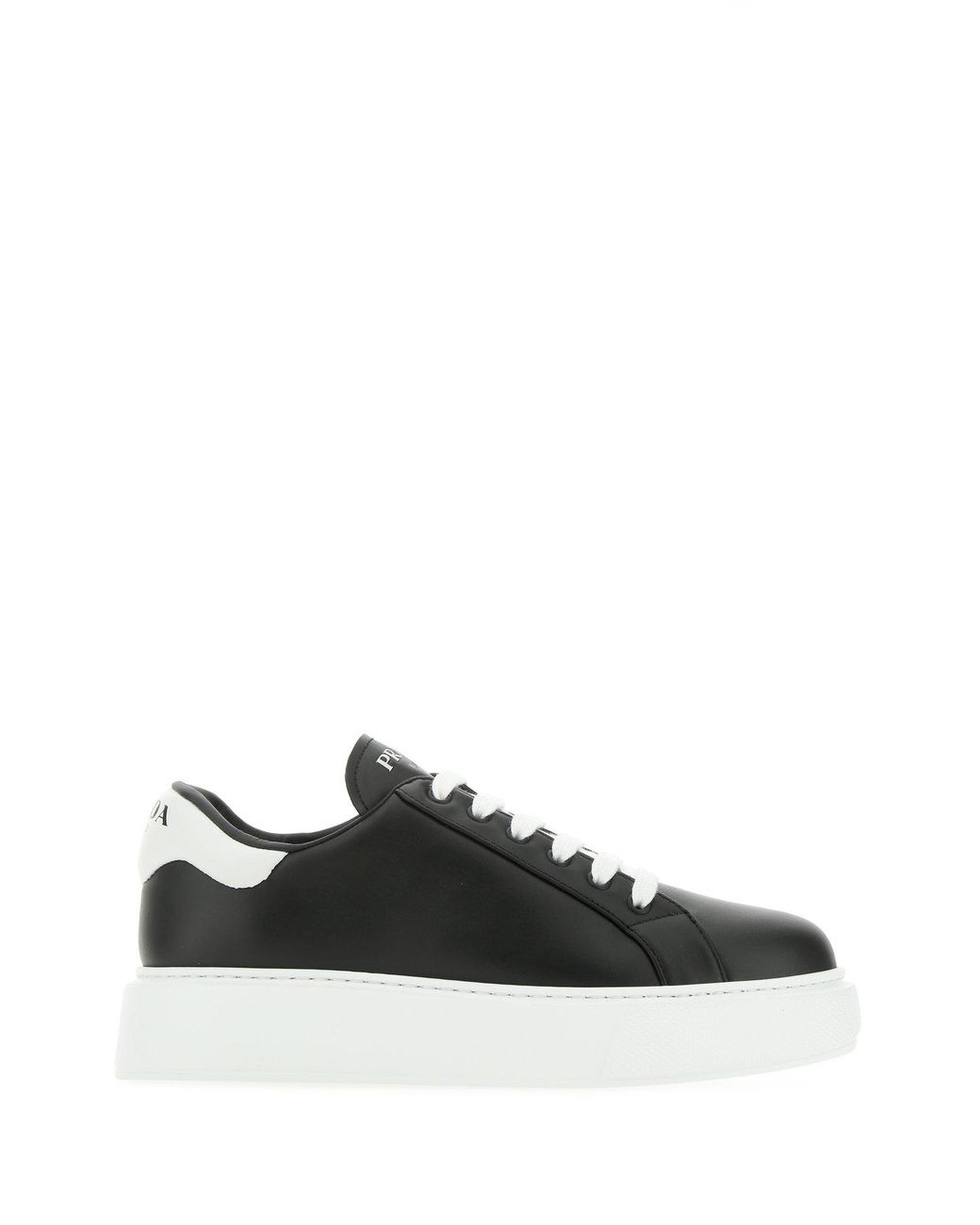 Prada Leather Platform-sole Lace-up Sneakers in Black - Lyst