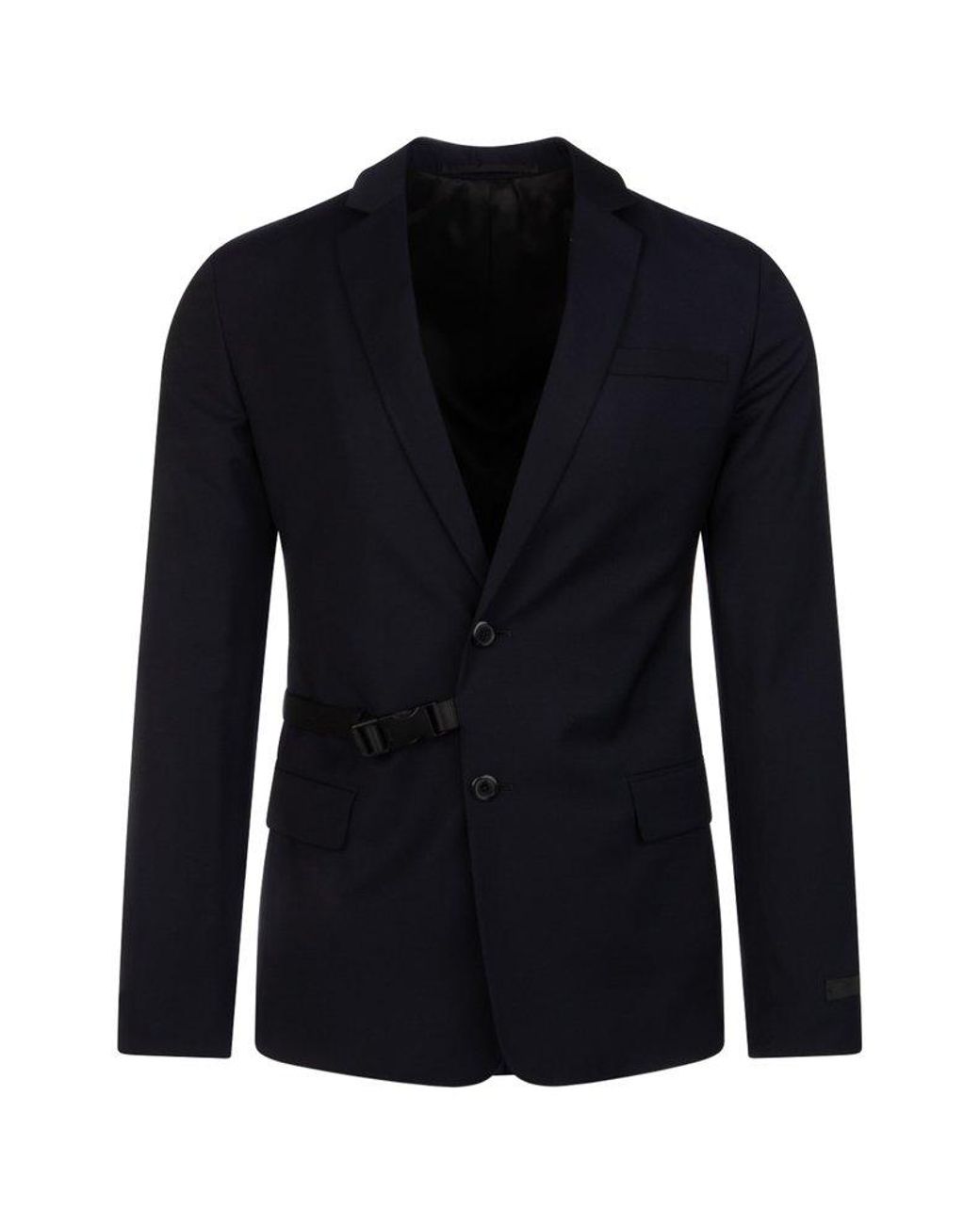 Prada Buckle-clip Detail Buttoned Blazer in Black for Men | Lyst