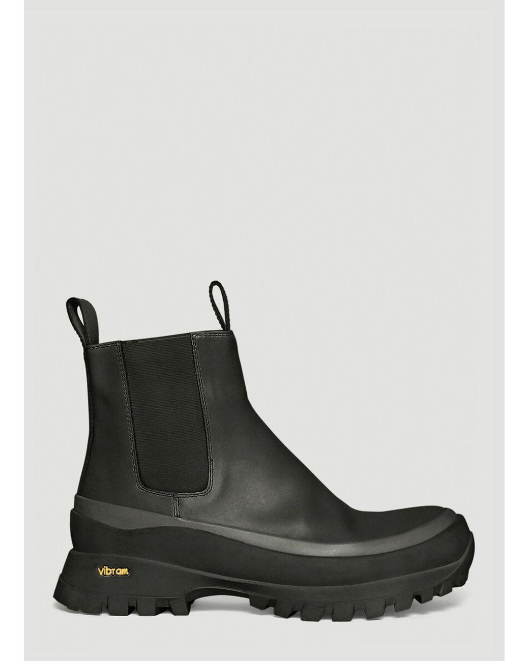 Jil Sander Leather Vibram Sole Chelsea Boots in Black - Lyst