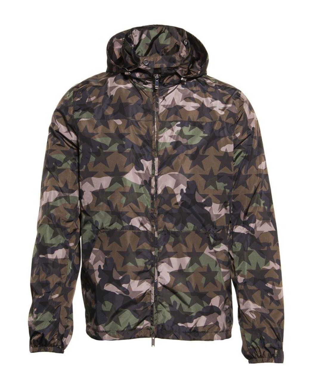 Valentino Star Camouflage Print Hooded Jacket in Gray for Men | Lyst