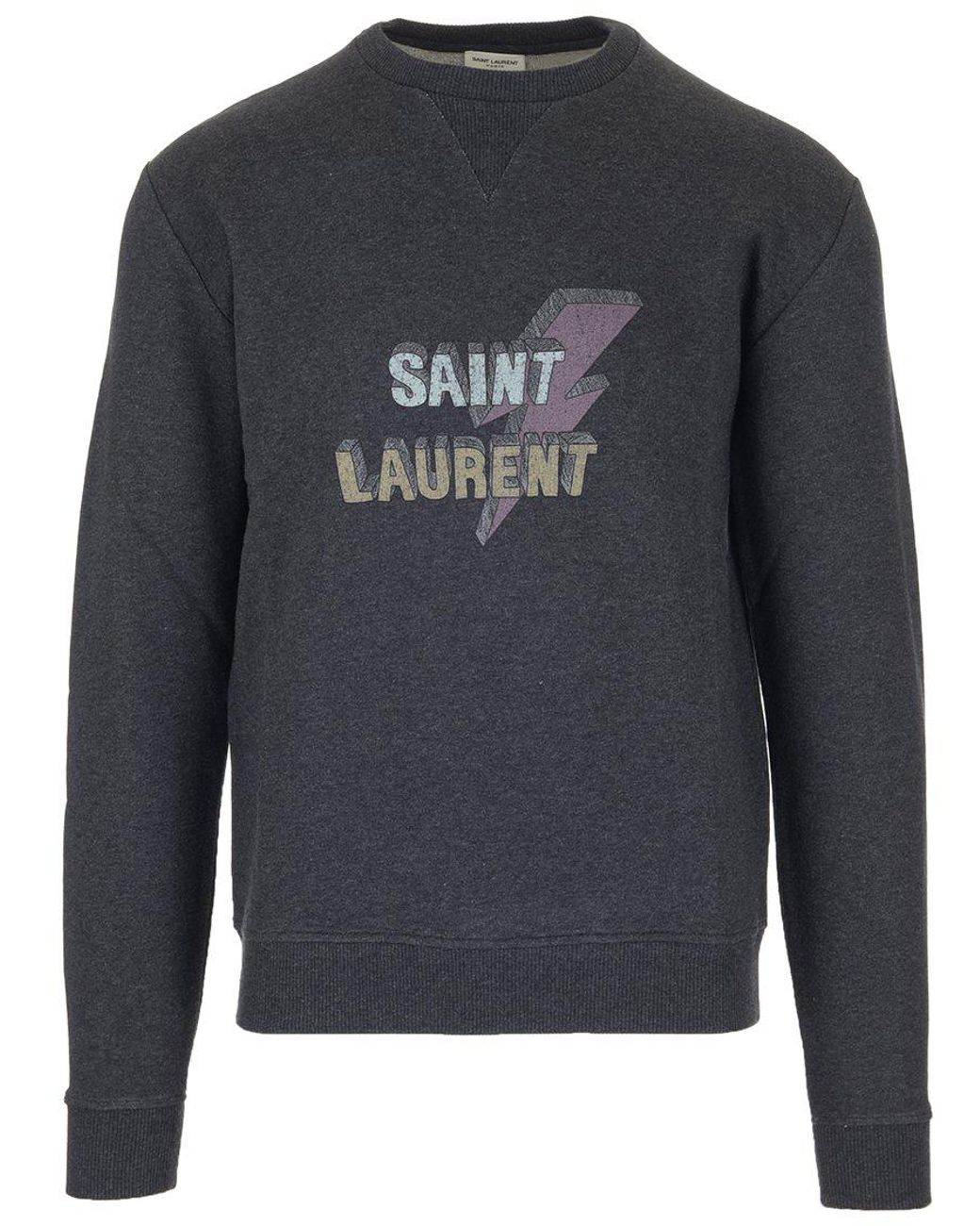 Saint Laurent Lightning Bolt Sweater in Gray for Men | Lyst