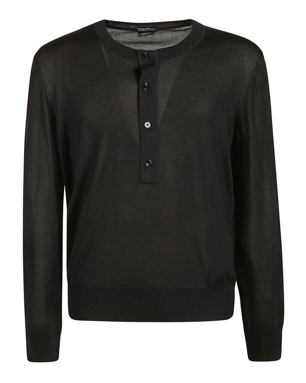 TOM FORD button-fastening silk-blend jumper - Black