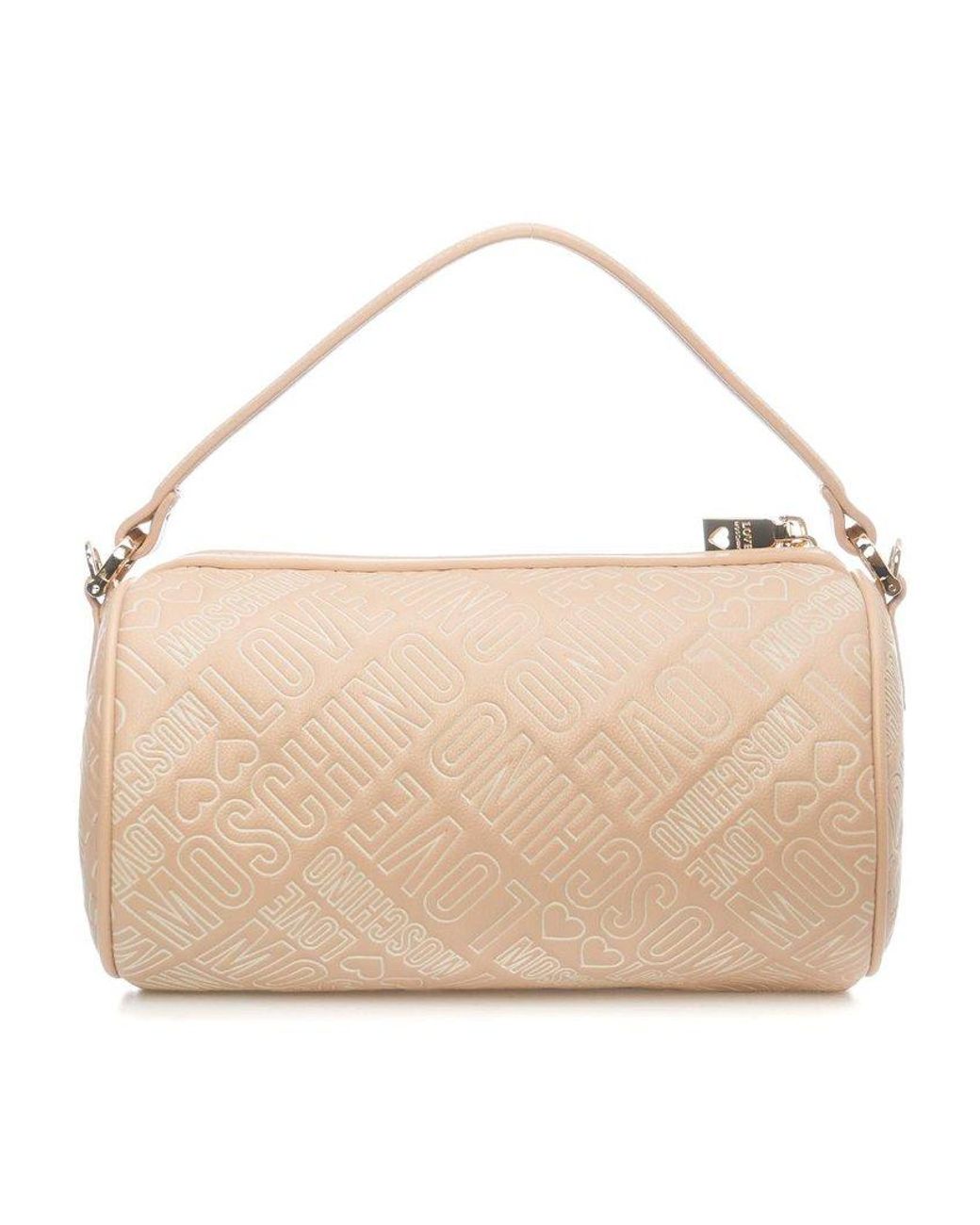Love Moschino Logo Embossed Tote Bag in Beige (Natural) | Lyst