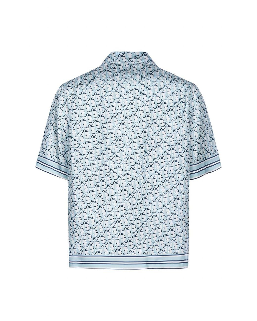 Blue Dior Monogram Button Up Shirt