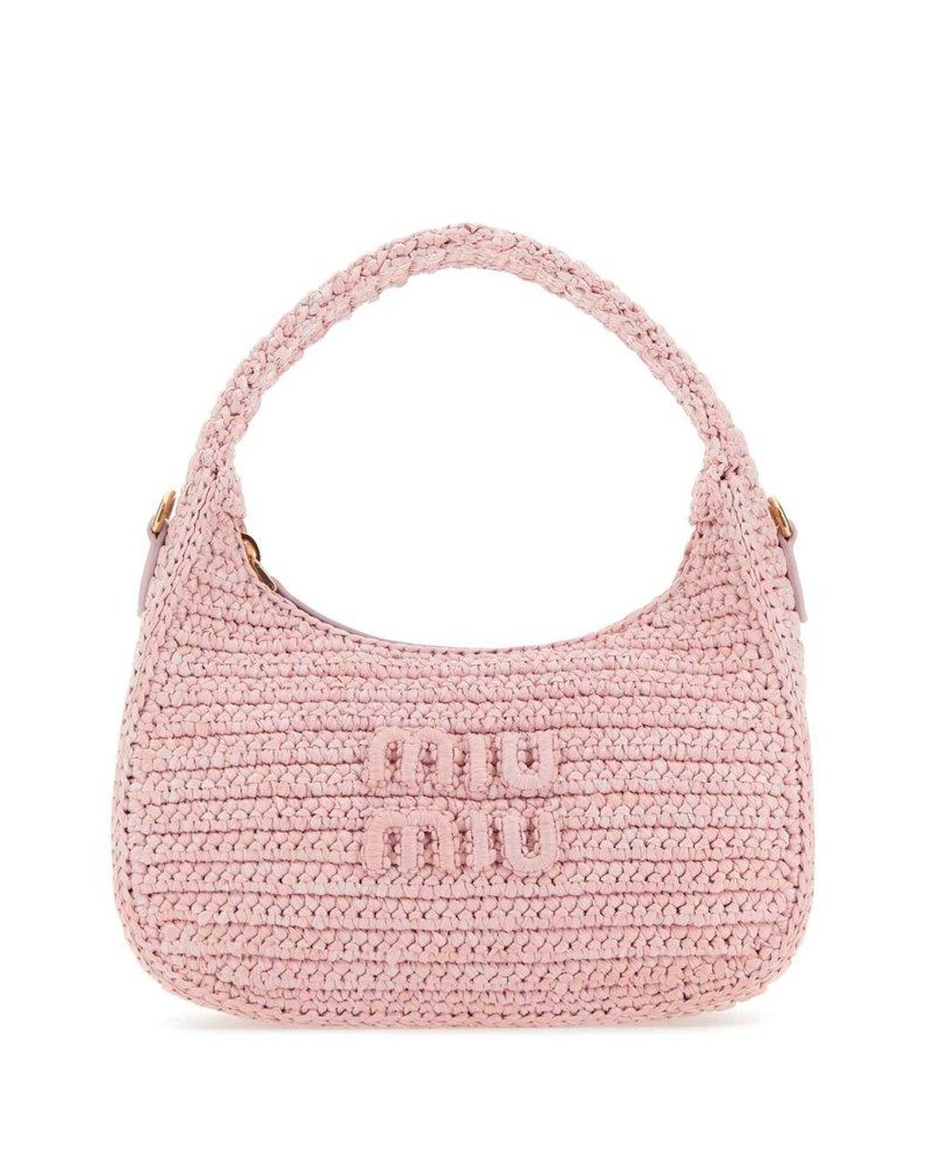 Miu Miu Crochet Shoulder Bag in Pink | Lyst