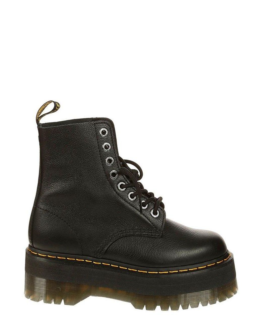 Dr. Martens Leather 1460 Pascal Max Platform Combat Boots in Black