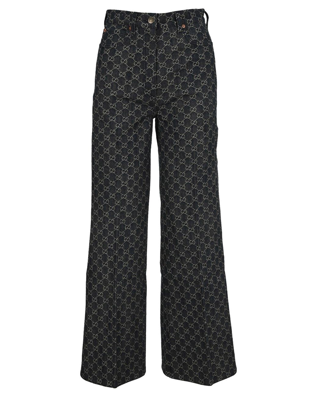 Gucci Eco Washed GG Denim Wide Leg Jeans in Navy (Blue) - Lyst