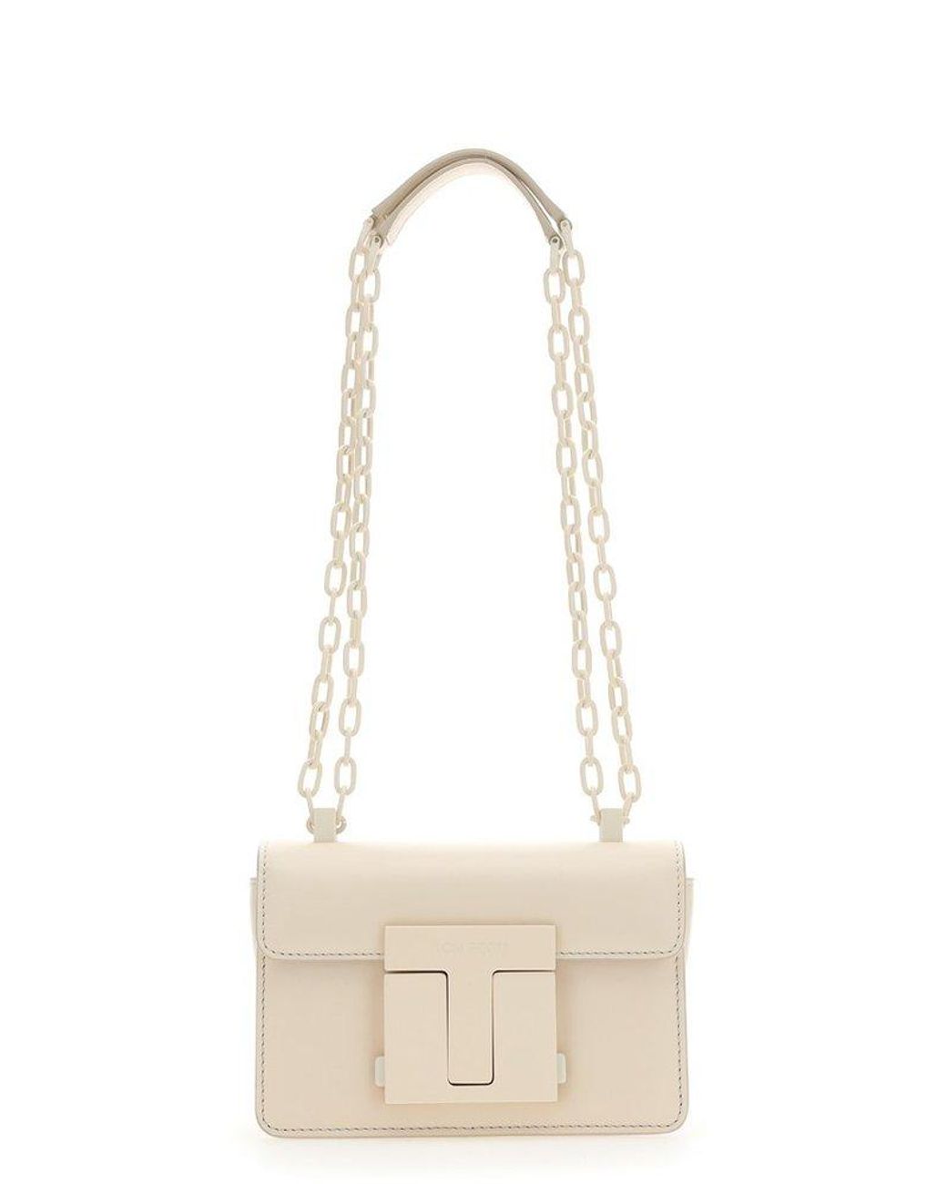 Tom Ford Logo-plaque Crossbody Bag in Natural | Lyst