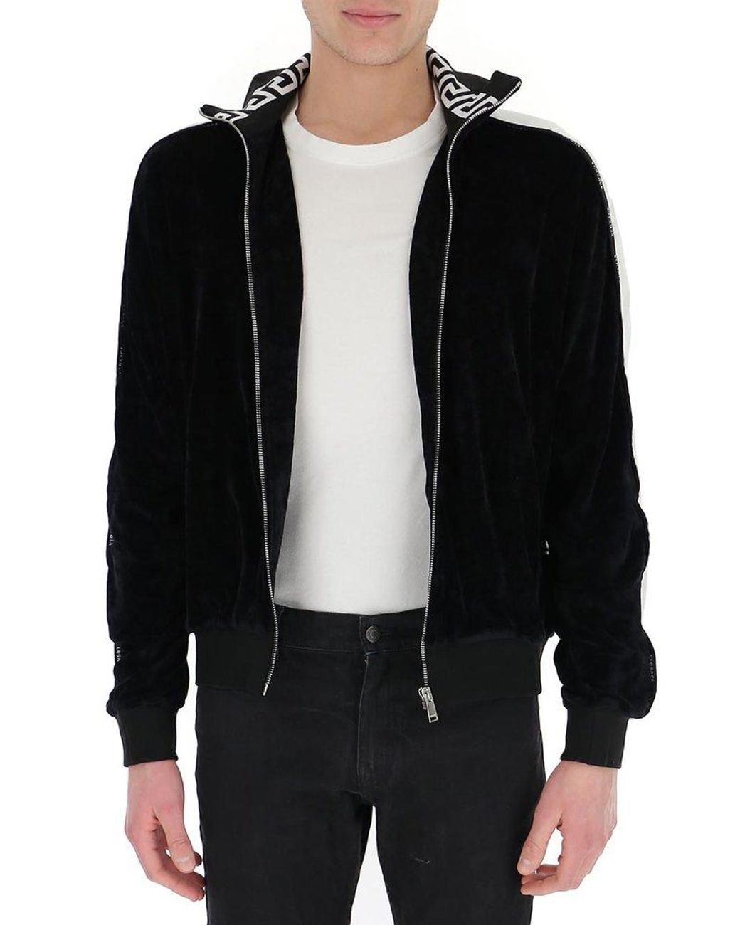 Versace Logo Tape Zip-up Track Jacket 