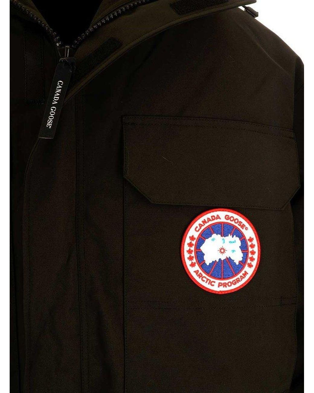 Canada Goose Logo Patch Hooded Parka in Black for Men | Lyst