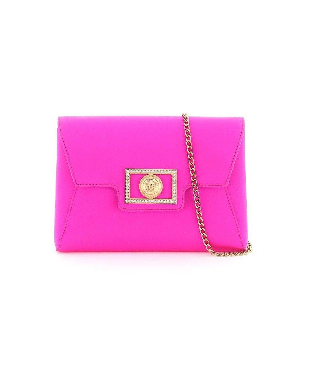 Versace La Medusa Embellished Chainlink Clutch Bag in Pink Lyst