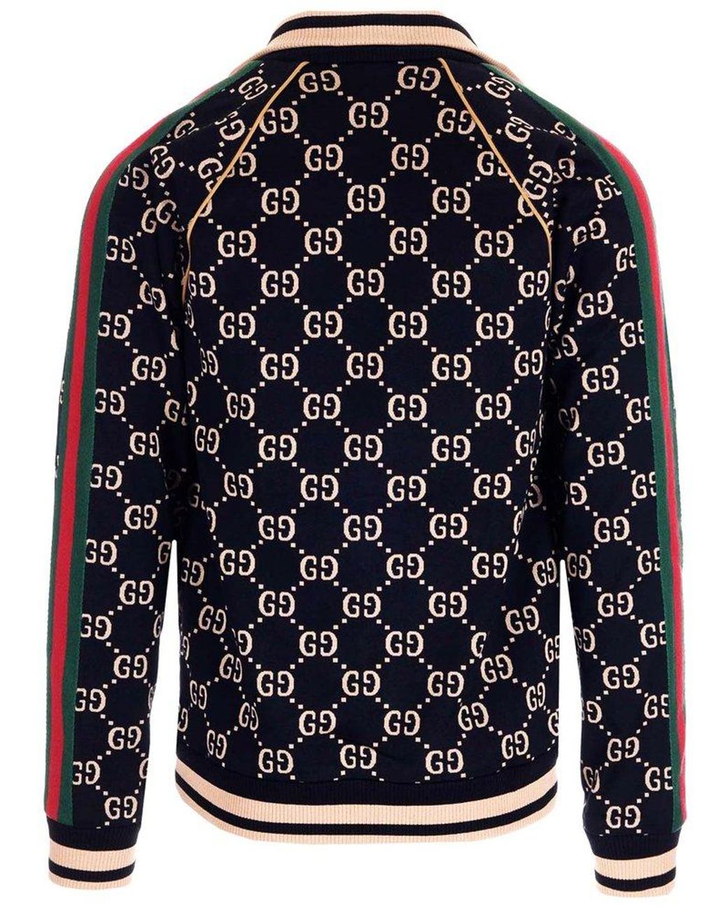 Gucci Web Stripe Trim GG-Jacquard Jacket in Blue for Men | Lyst