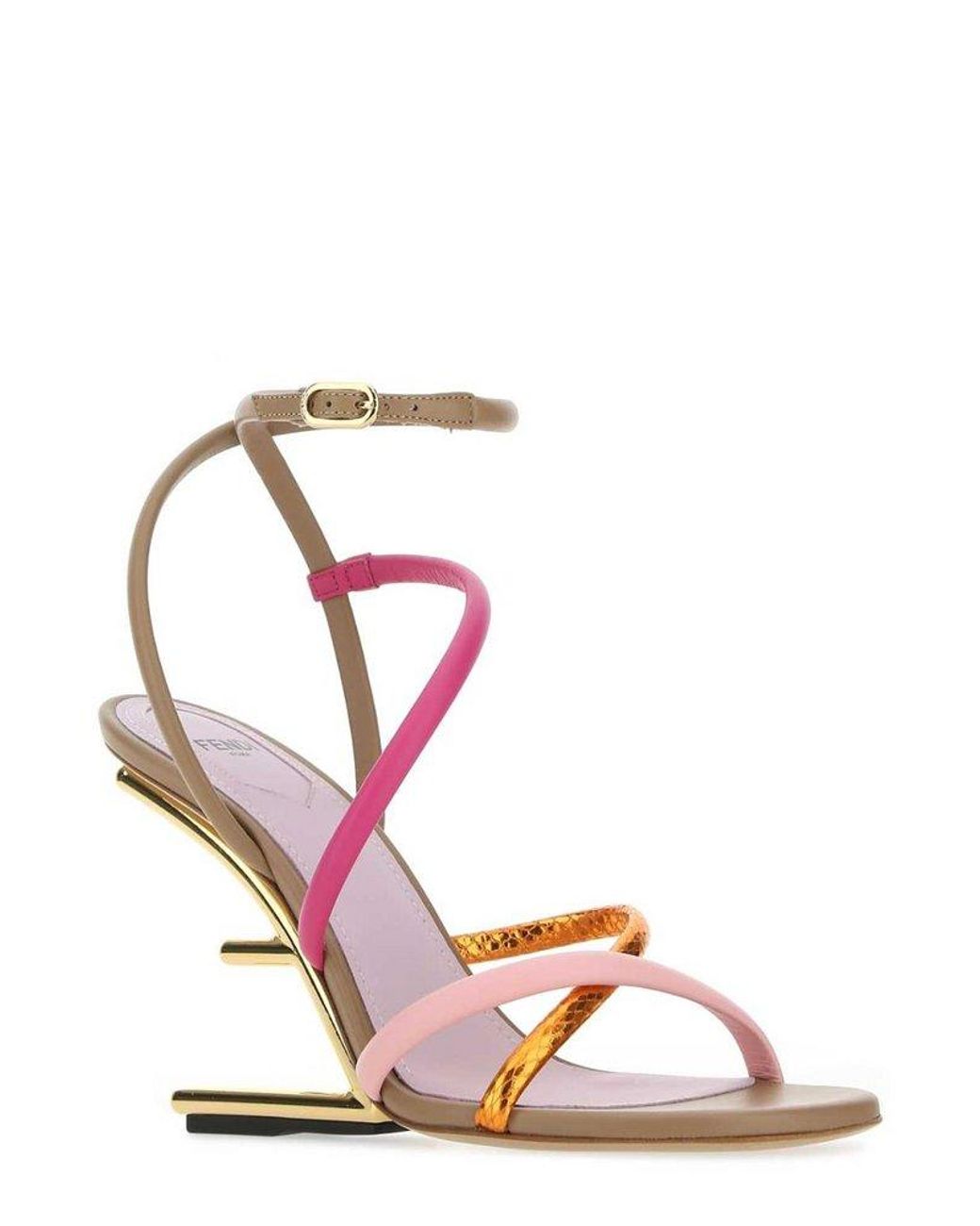Fendi First Sculpted Heel Slingback Sandals in Pink | Lyst
