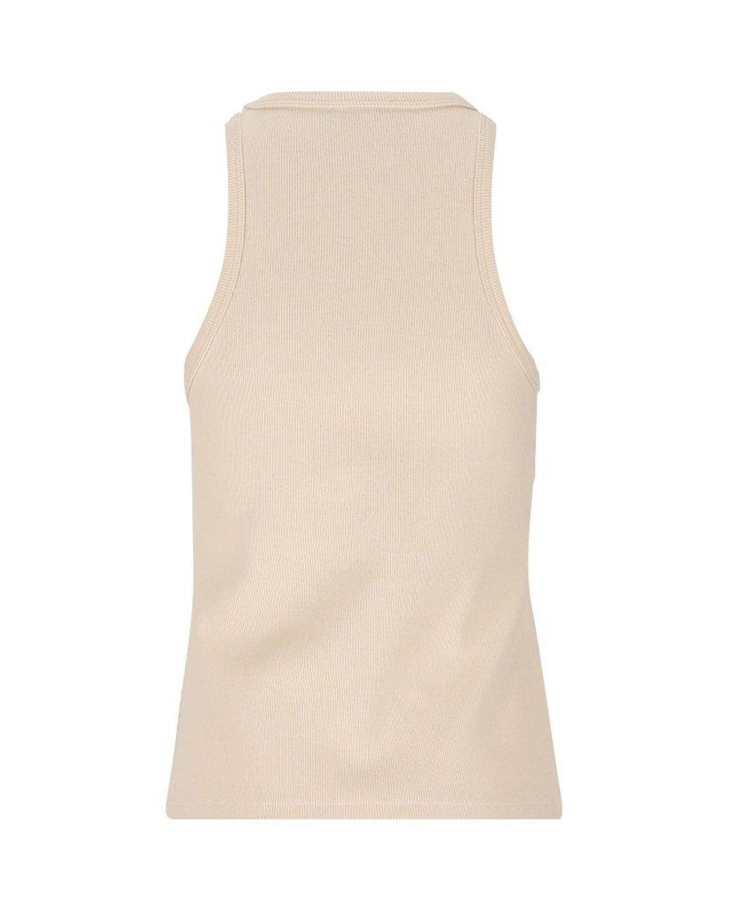 Miu Miu Logo-embellished Sleeveless Top in Natural | Lyst
