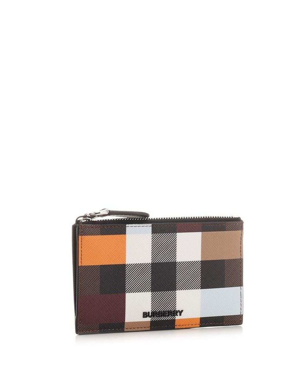 Burberry Check and Leather Card Case Charcoal