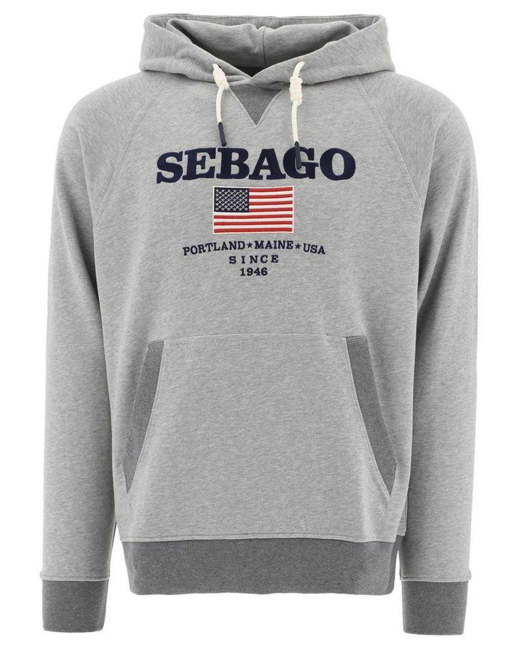Sebago Cotton Drawstring Long-sleeved Hoodie in Grey (Gray) for Men | Lyst