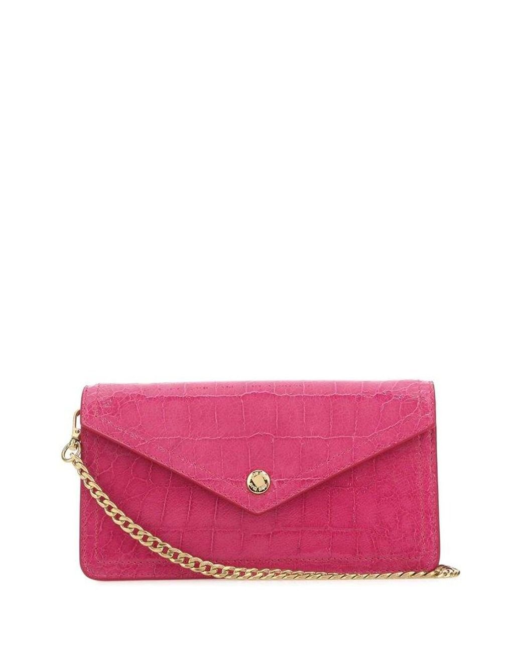 Miu Miu Chained Envelop Clutch Bag in Pink | Lyst