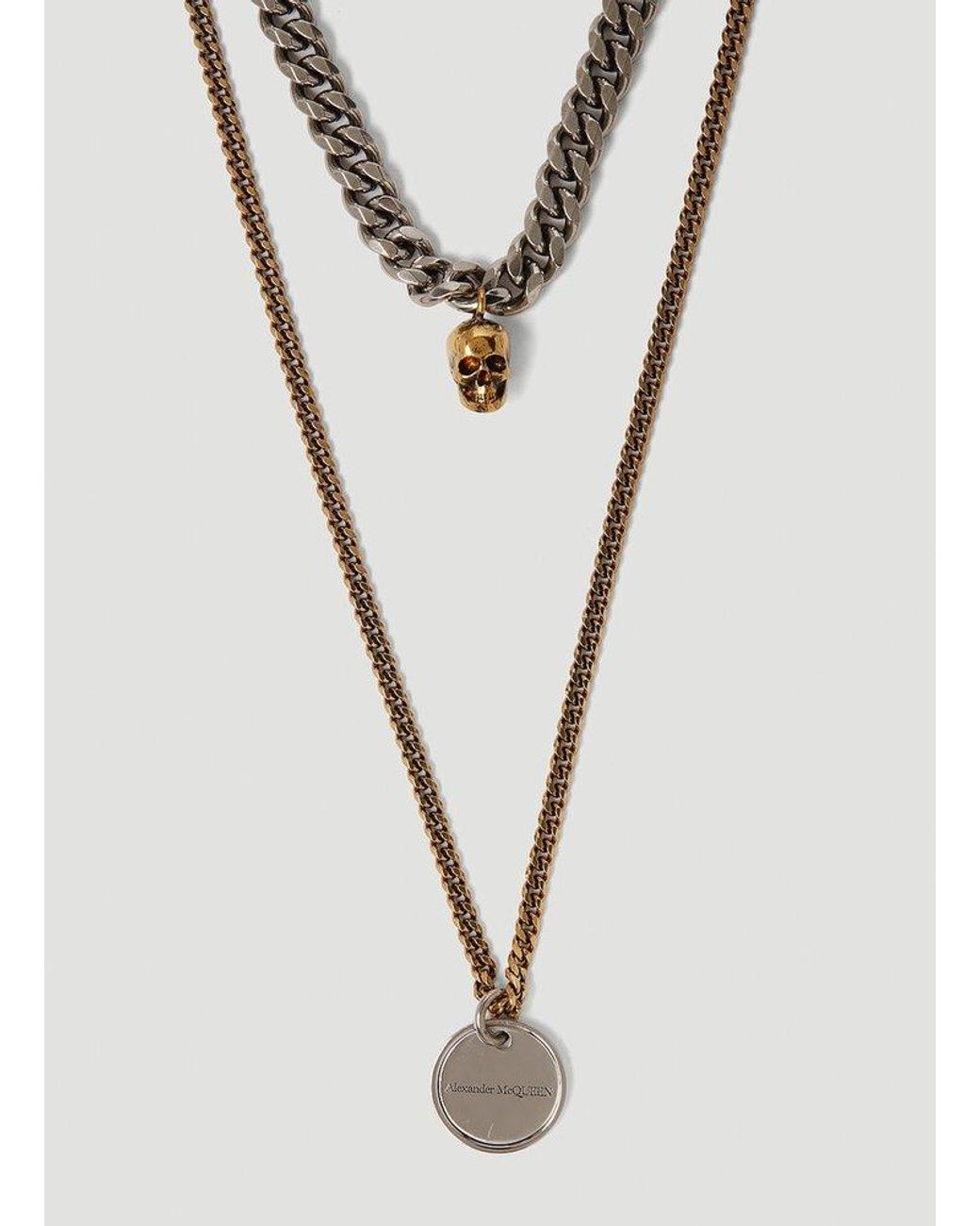 Metallic Mens Jewellery Necklaces for Men Alexander McQueen Brass Necklace in Silver 