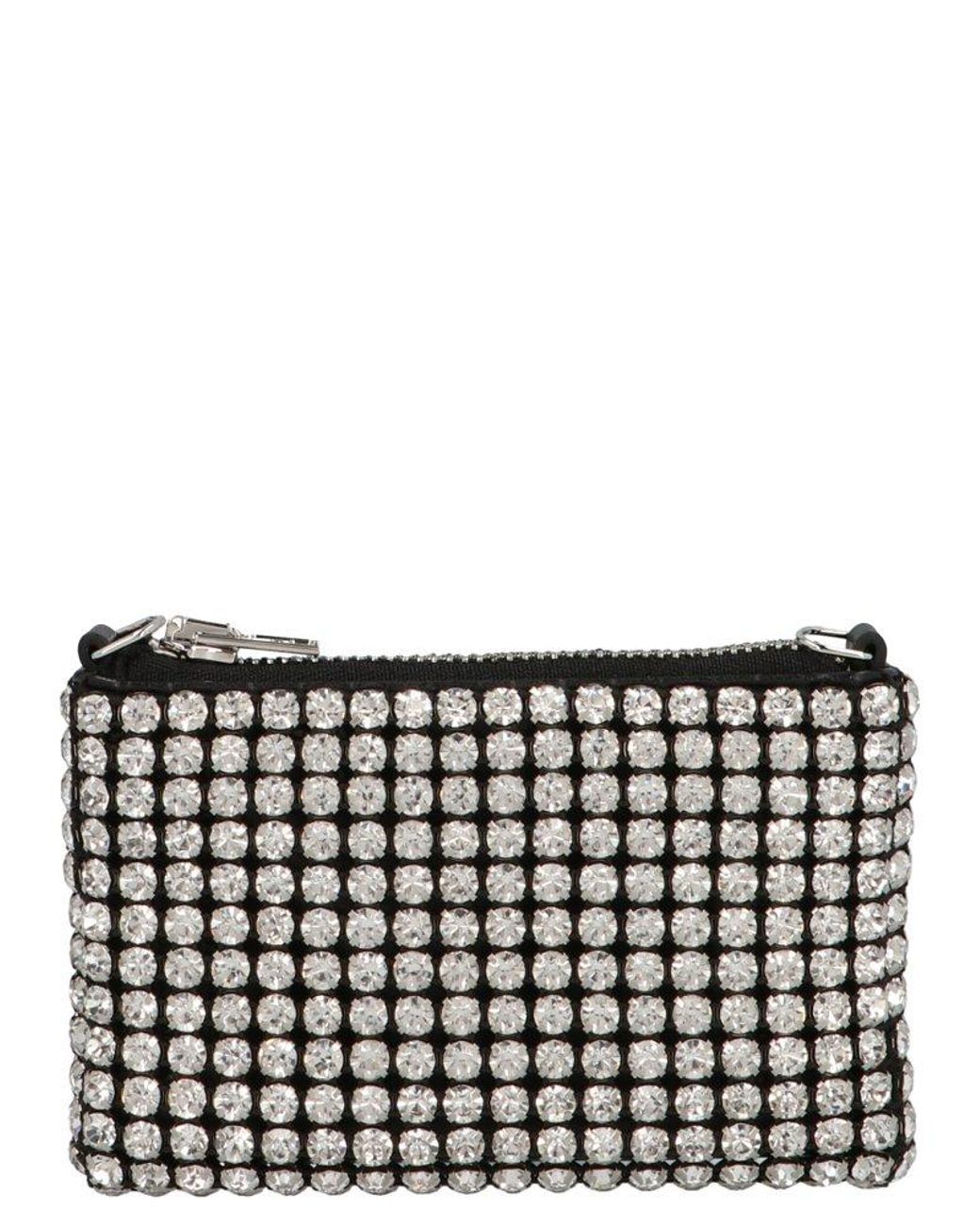 Alexander Wang Heiress Rhinestone Nano Pouch Bag in Metallic Lyst