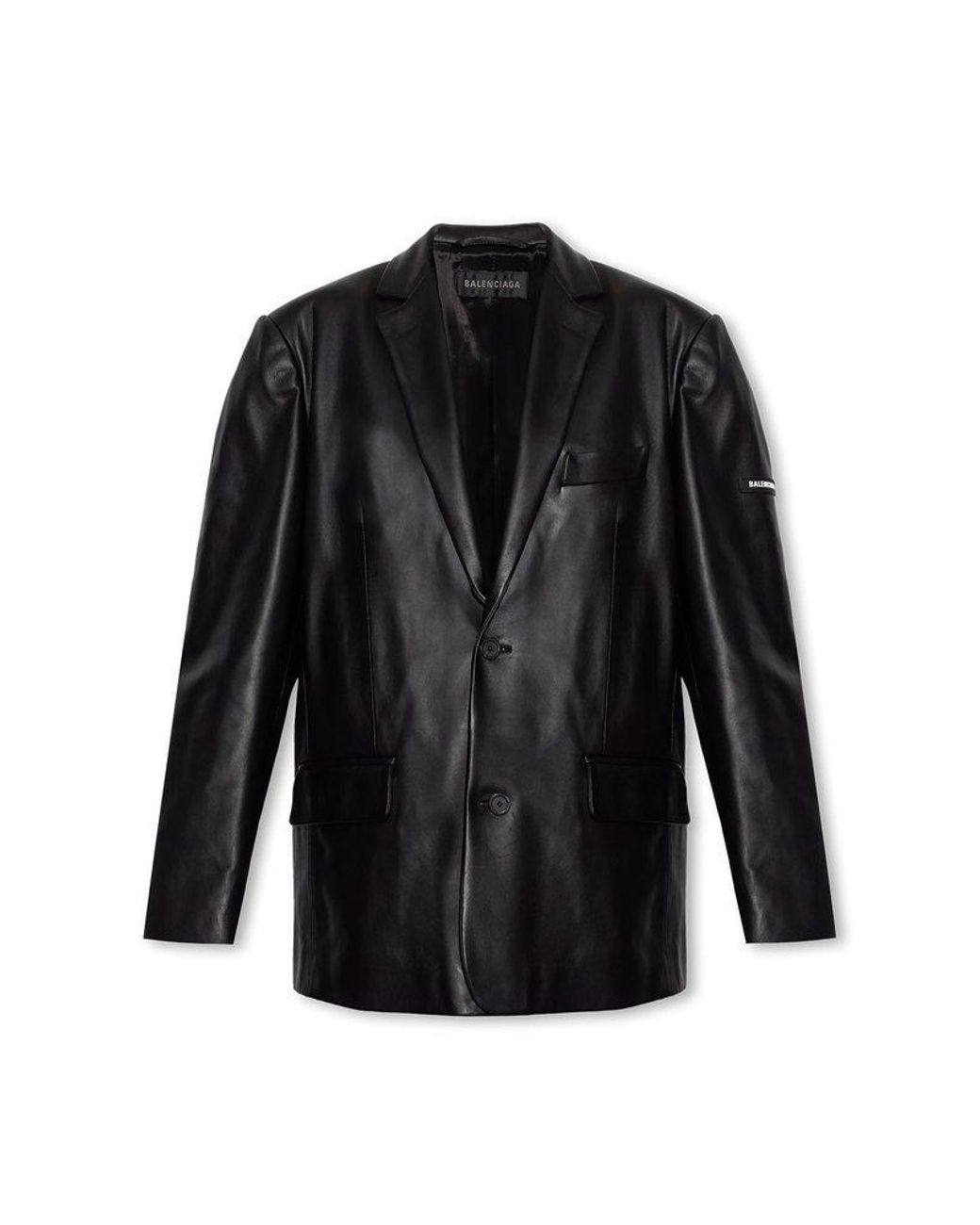 Balenciaga Leather Blazer in Black | Lyst Balenciaga Leather Blazer in Black | Lyst