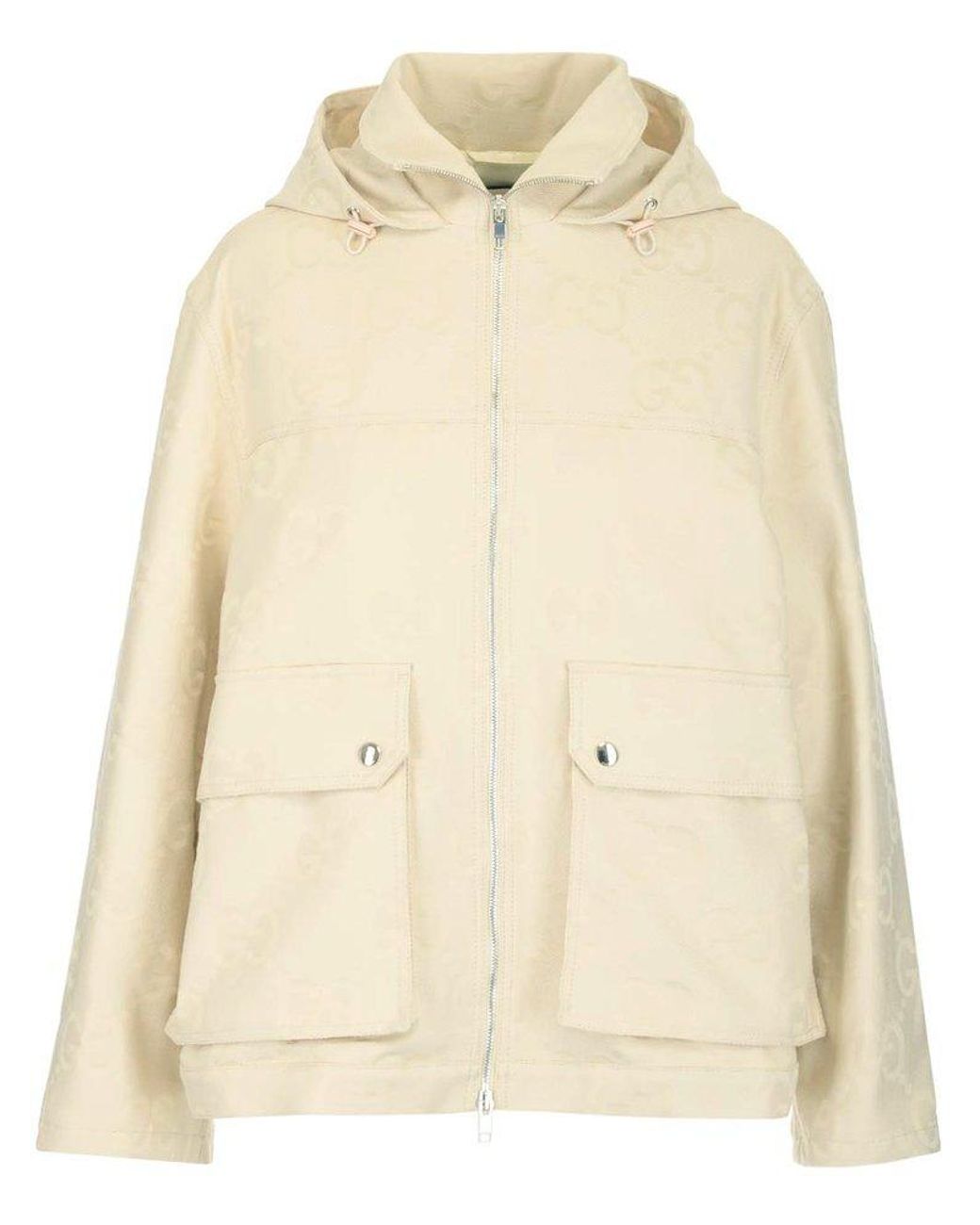 Gucci Cotton Allover Jumbo GG Hooded Puffer Jacket in White | Lyst UK