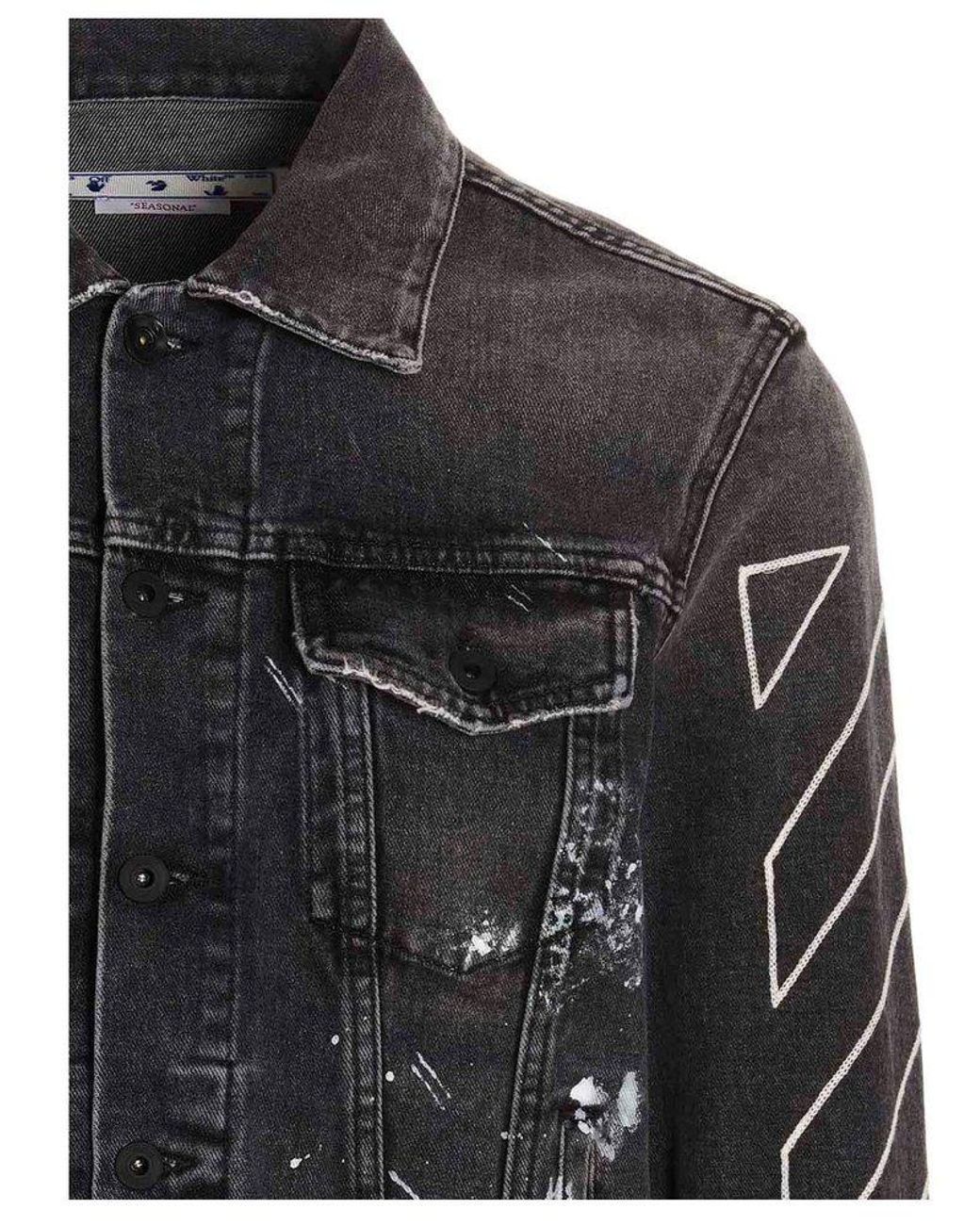 Off-White c/o Virgil Abloh Logo Printed Denim Jacket in Grey for 