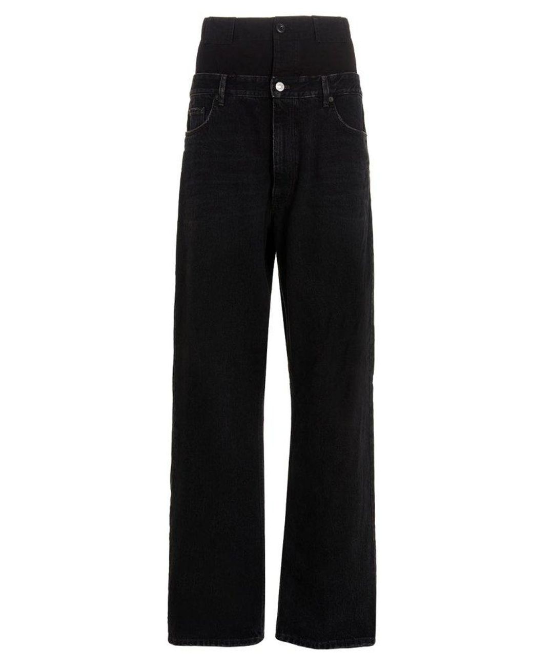 Balenciaga Double Waistband Jeans in Black for Men | Lyst