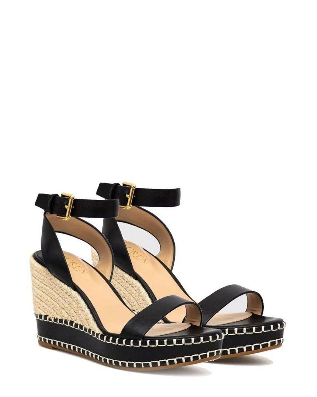 Ralph lauren black sales wedge sandals
