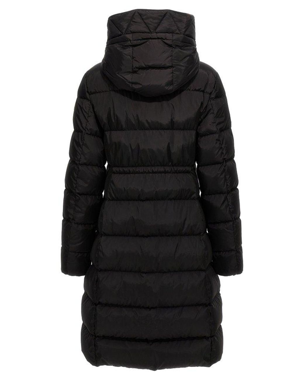 Moncler avocette Long Down Jacket in Black Lyst UK