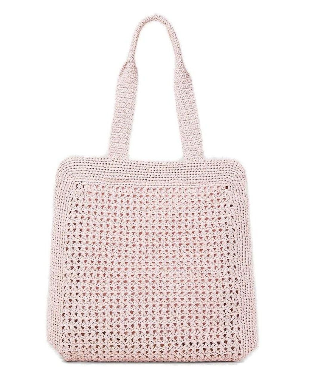 【Miu Miu】Crochet Shopping Bag Miu Miu Crochet Shopping Bag in Pink | Lyst