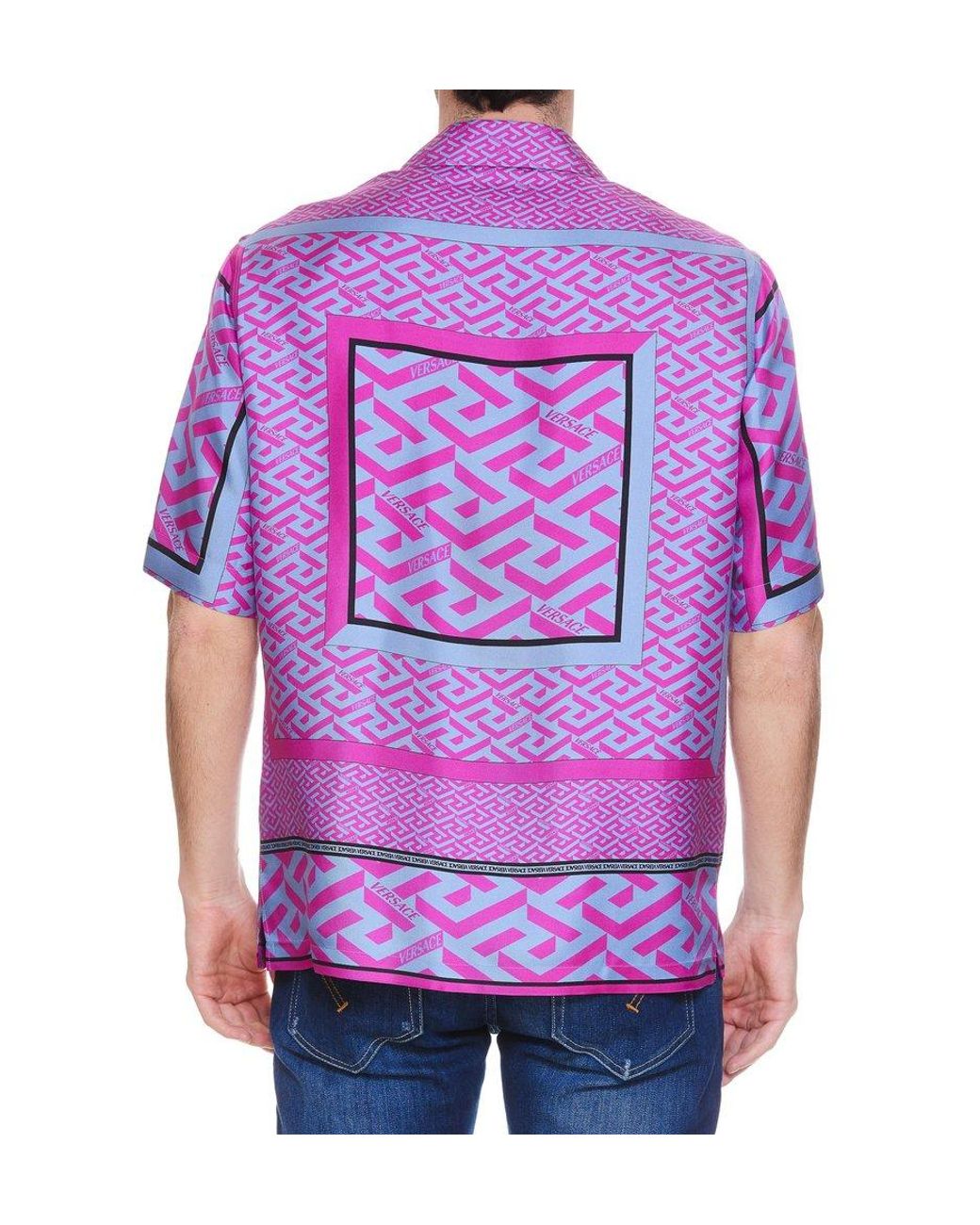 Versace La Greca Shirt in Purple for Men Lyst