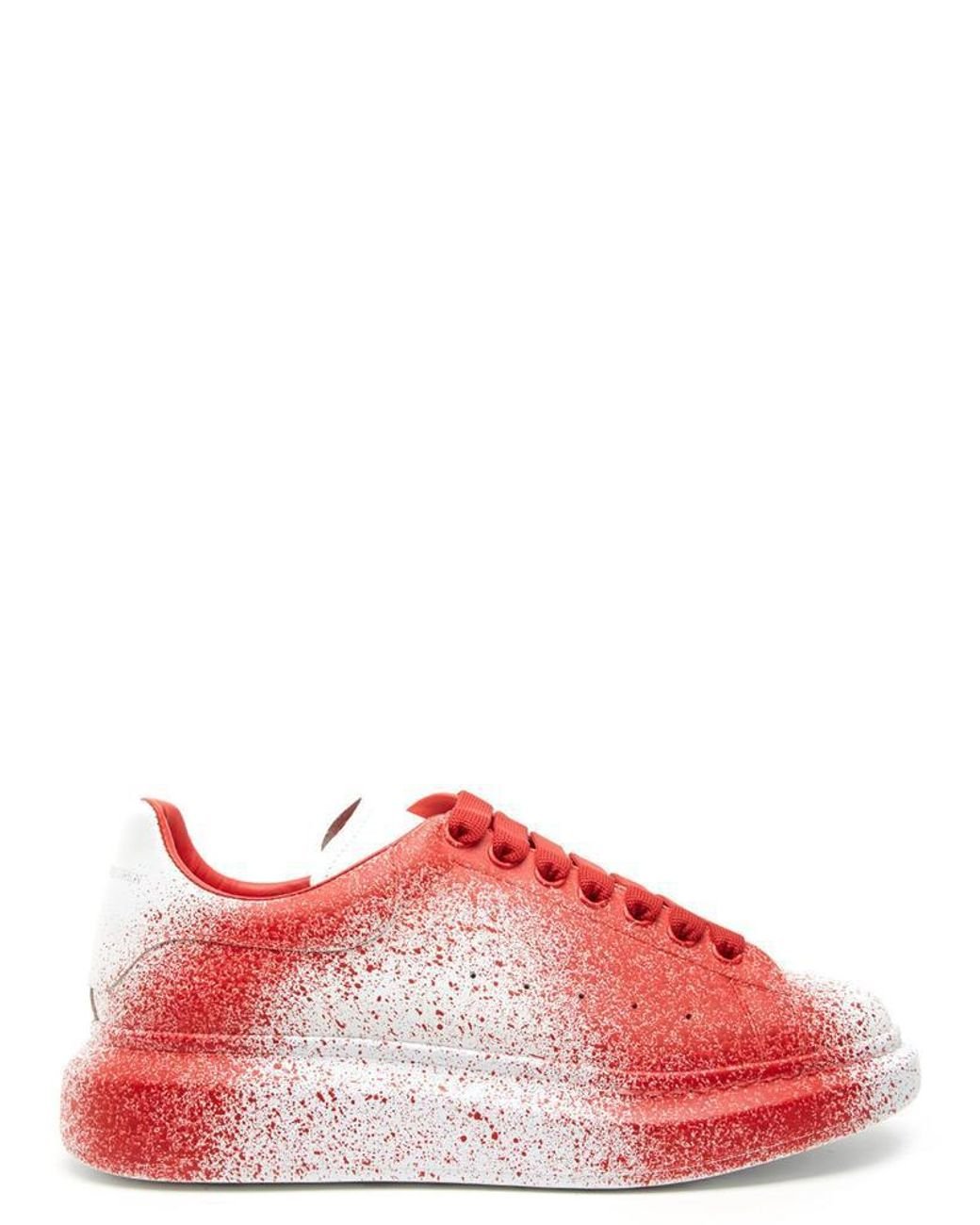 Alexander McQueen Leather Spray Paint Sneakers in Red | Lyst
