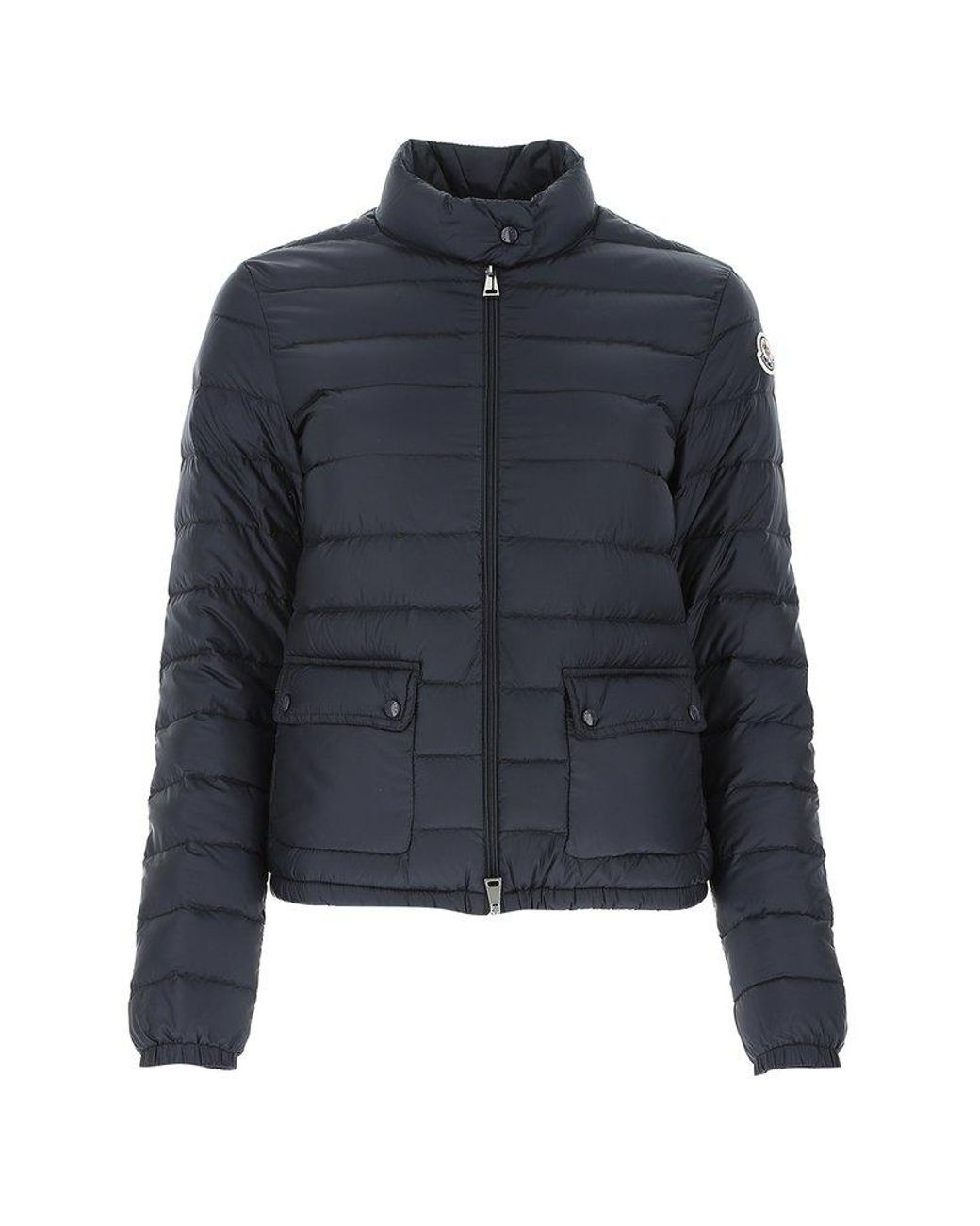 Moncler Synthetic Zipped Long-sleeved Puffer Jacket in Blue | Lyst