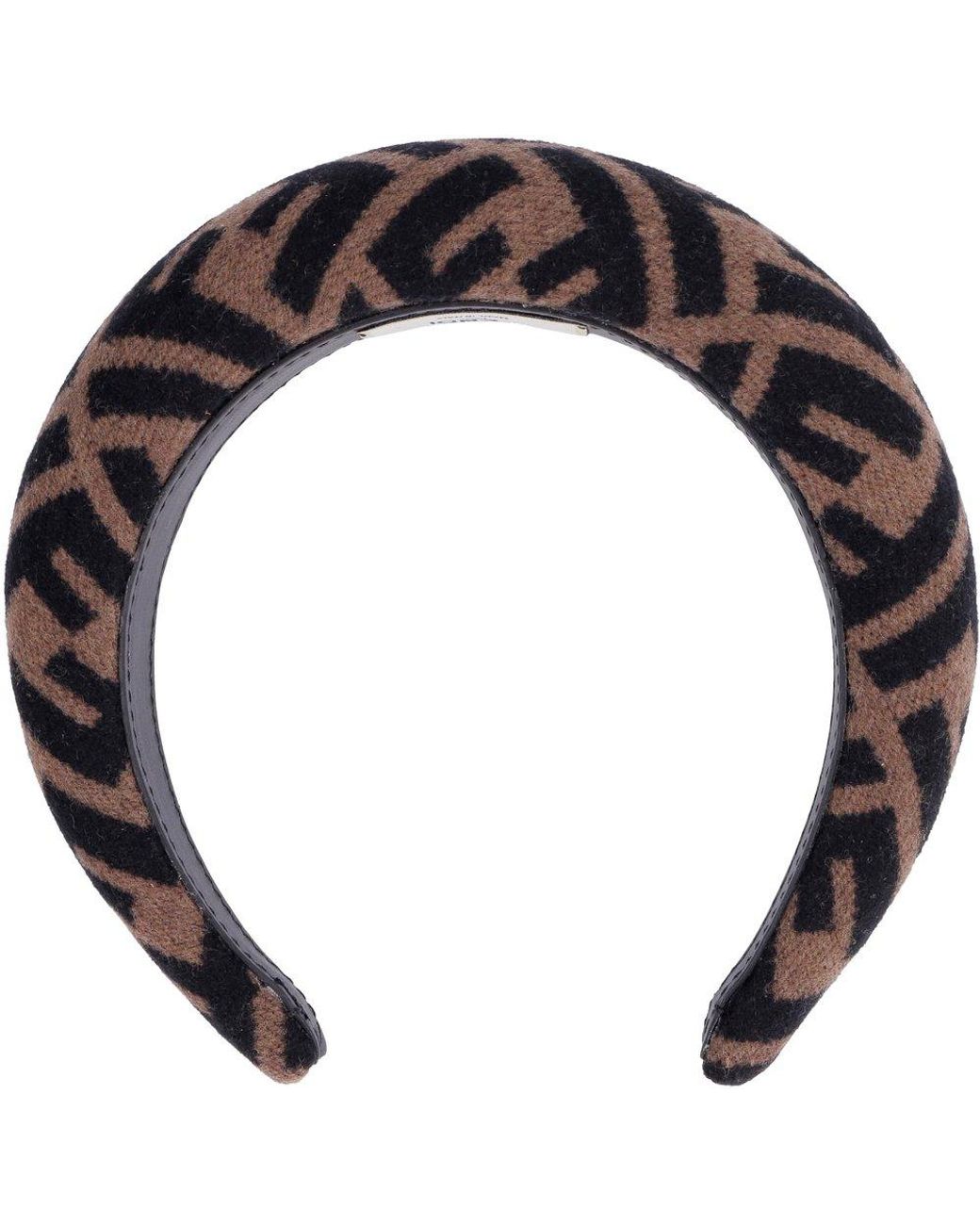 Fendi Ff Motif Jacquard Headband in Black | Lyst